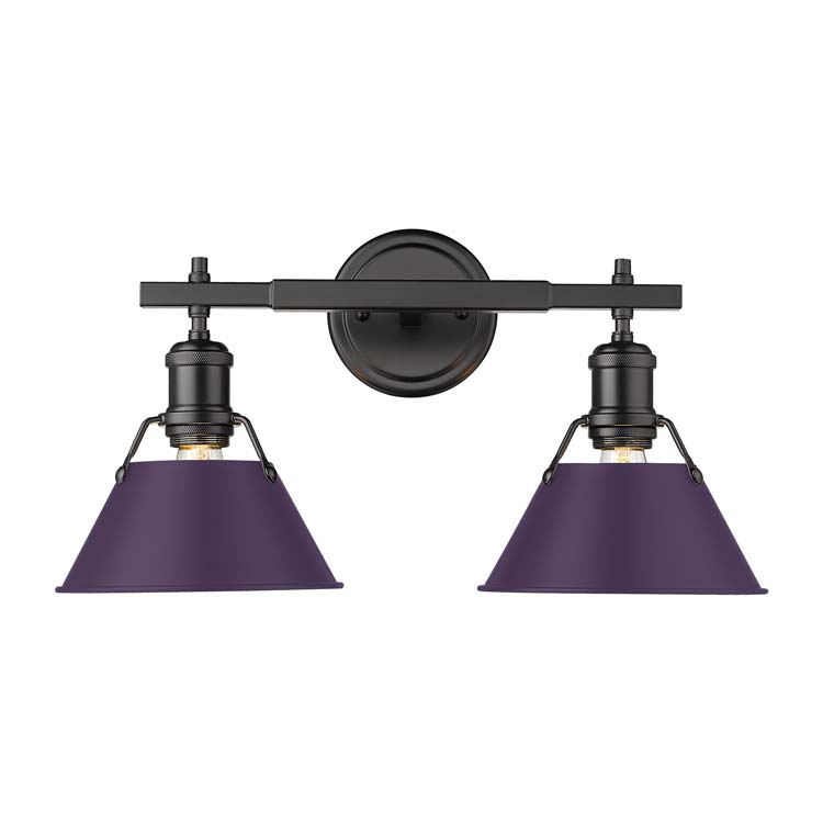 Yep by Golden Lighting Orwell 2-light Vanity in Matte Black and Exotic Purple shade - - Golden Lighting