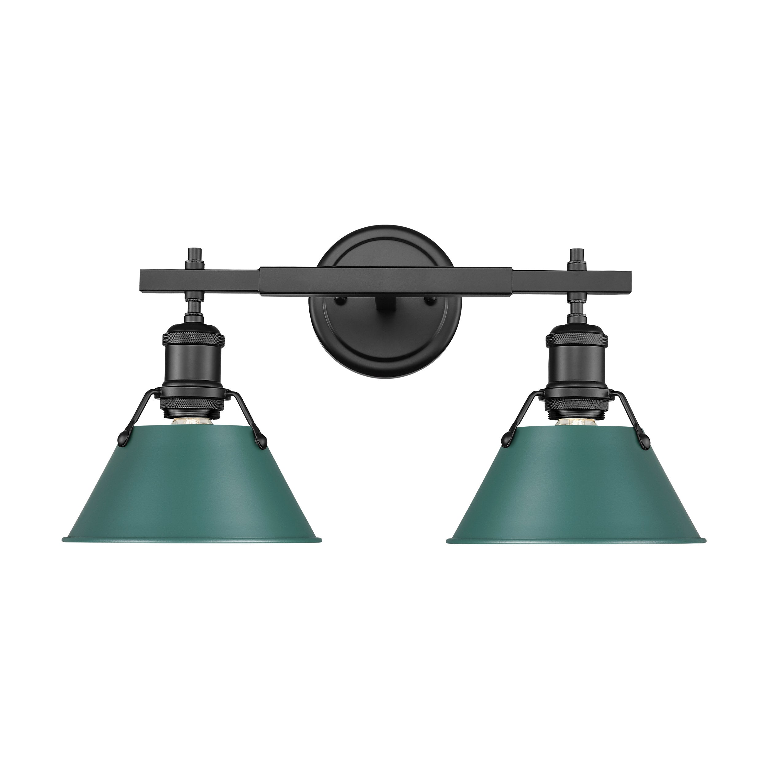 Yep by Golden Lighting Orwell 2-light Vanity in Matte Black and Pine Green shade - - Golden Lighting