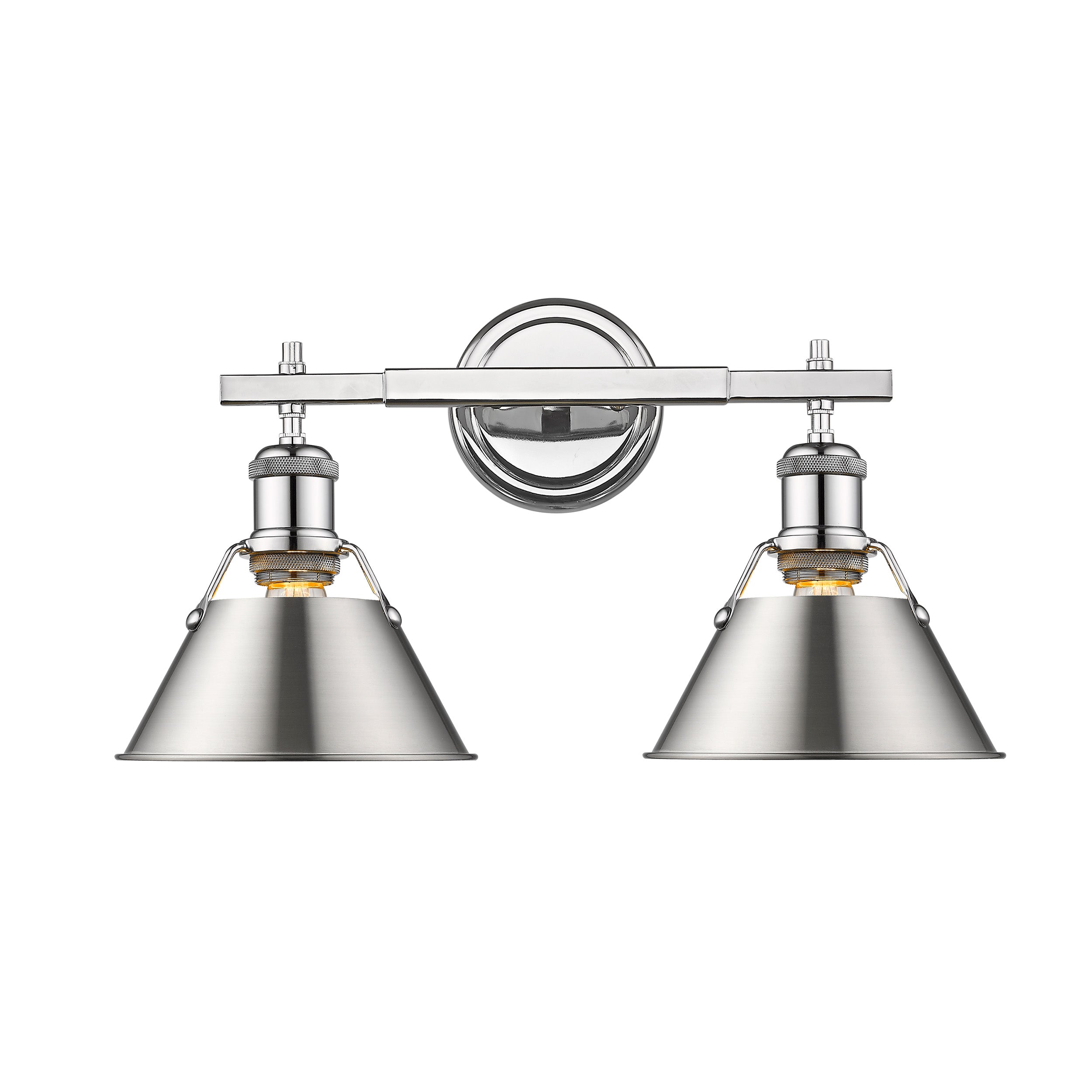 Yep by Golden Lighting Orwell 2-light Vanity in Chrome and Pewter shade - - Golden Lighting