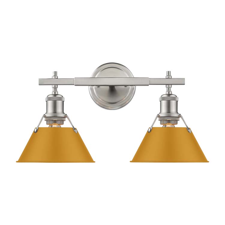 Yep by Golden Lighting Orwell 2-light Vanity in Pewter and Auric Yellow shade - - Golden Lighting