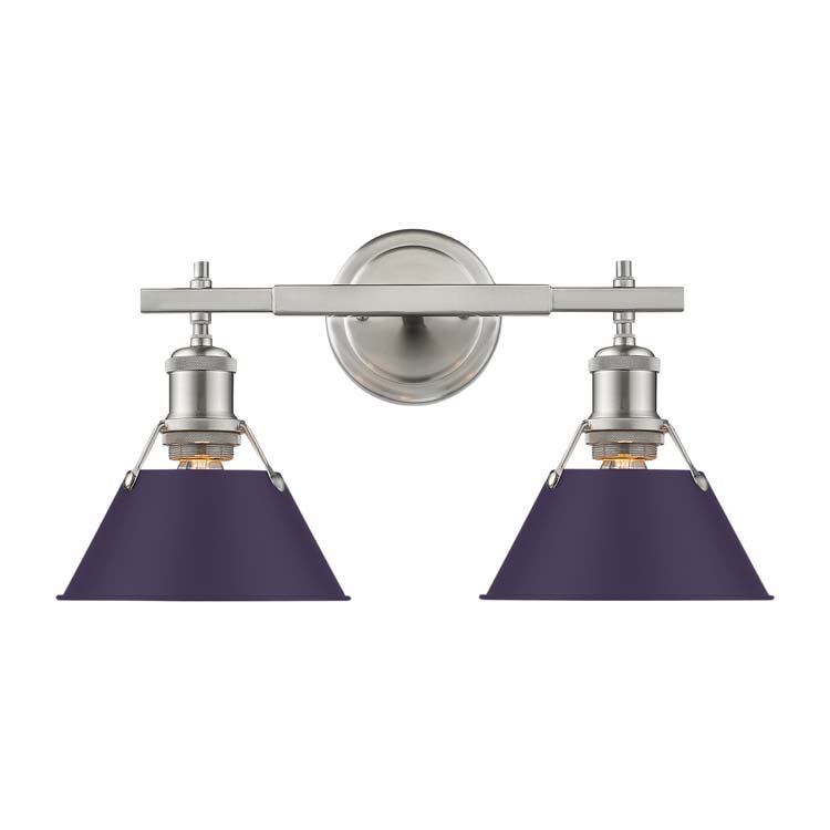 Yep by Golden Lighting Orwell 2-light Vanity in Pewter and Exotic Purple shade - - Golden Lighting