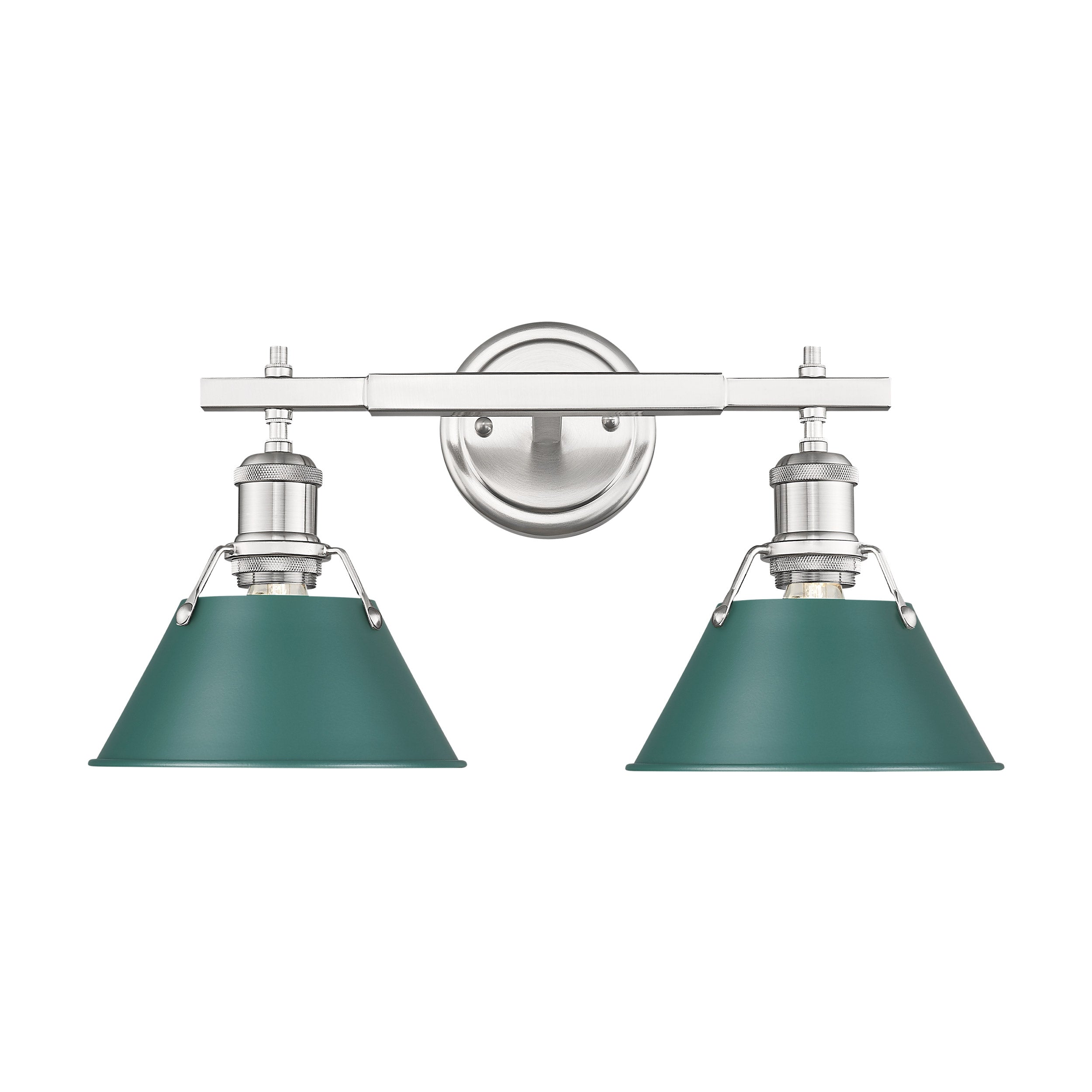 Yep by Golden Lighting Orwell 2-light Vanity in Pewter and Pine Green shade - - Golden Lighting