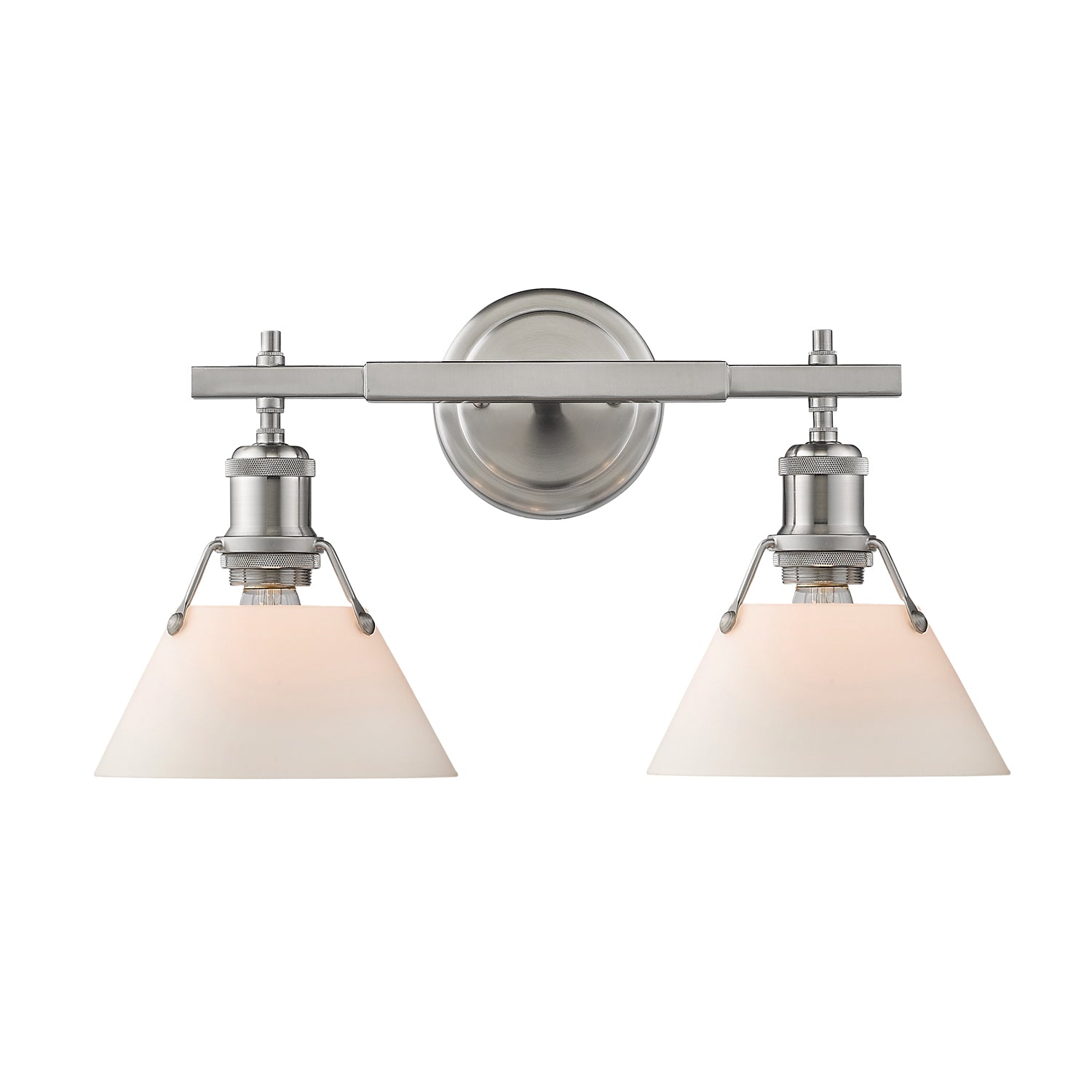 Yep by Golden Lighting Orwell 2-light Vanity in Pewter and Opal Glass - - Golden Lighting
