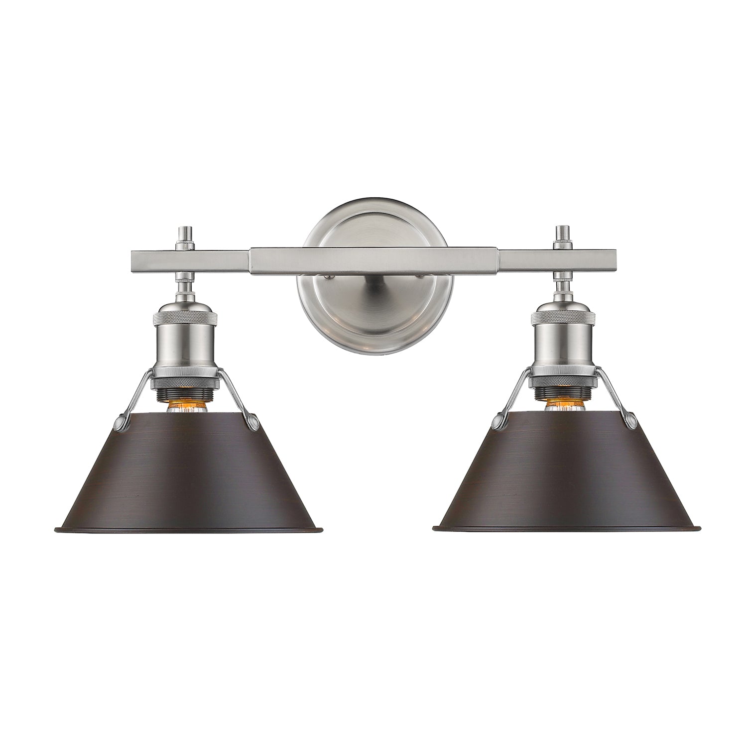 Yep by Golden Lighting Orwell 2-light Vanity in Pewter and Rubbed Bronze shade - - Golden Lighting