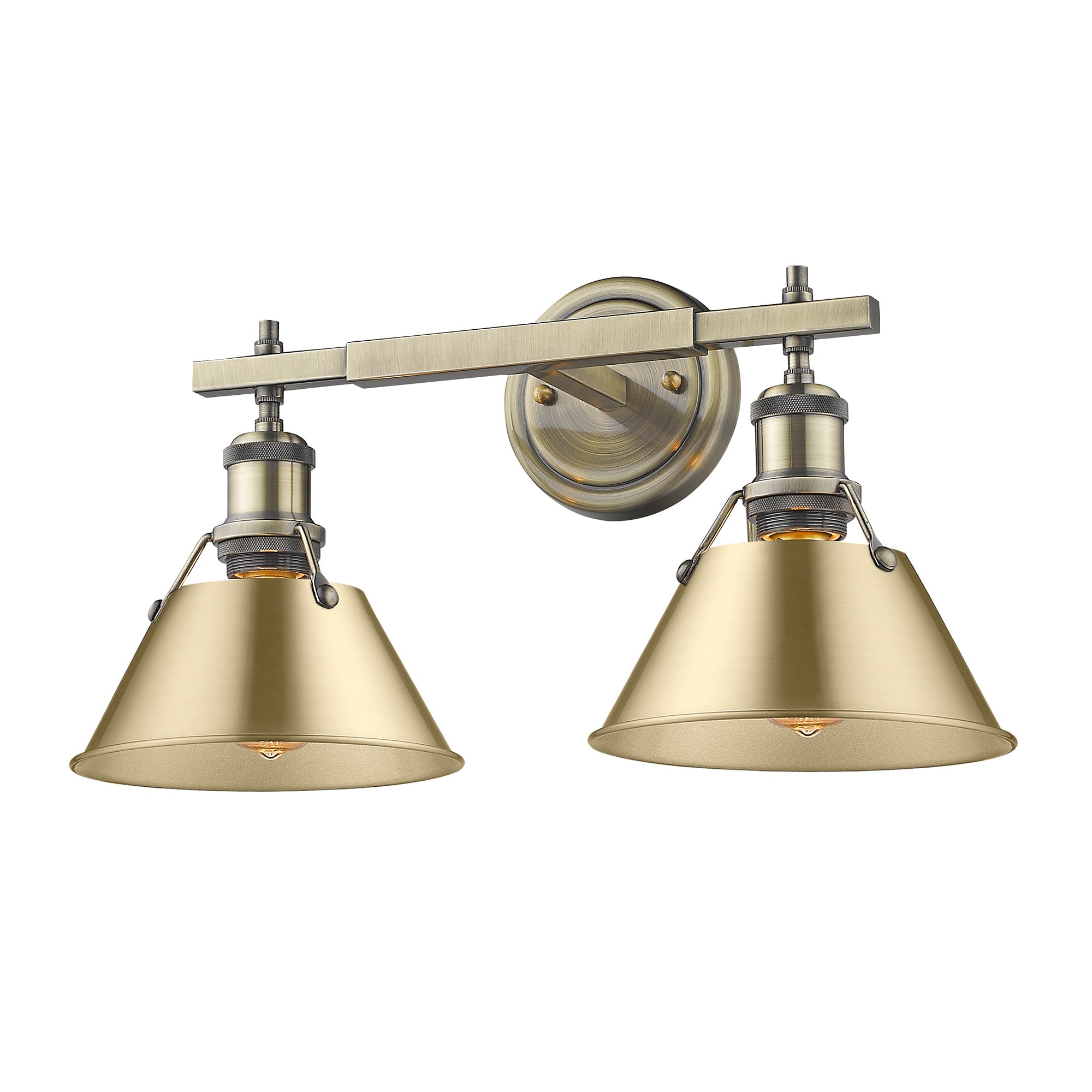Yep by Golden Lighting Orwell 2-light Vanity in Aged Brass and Brushed Champagne Brass shade - - Golden Lighting