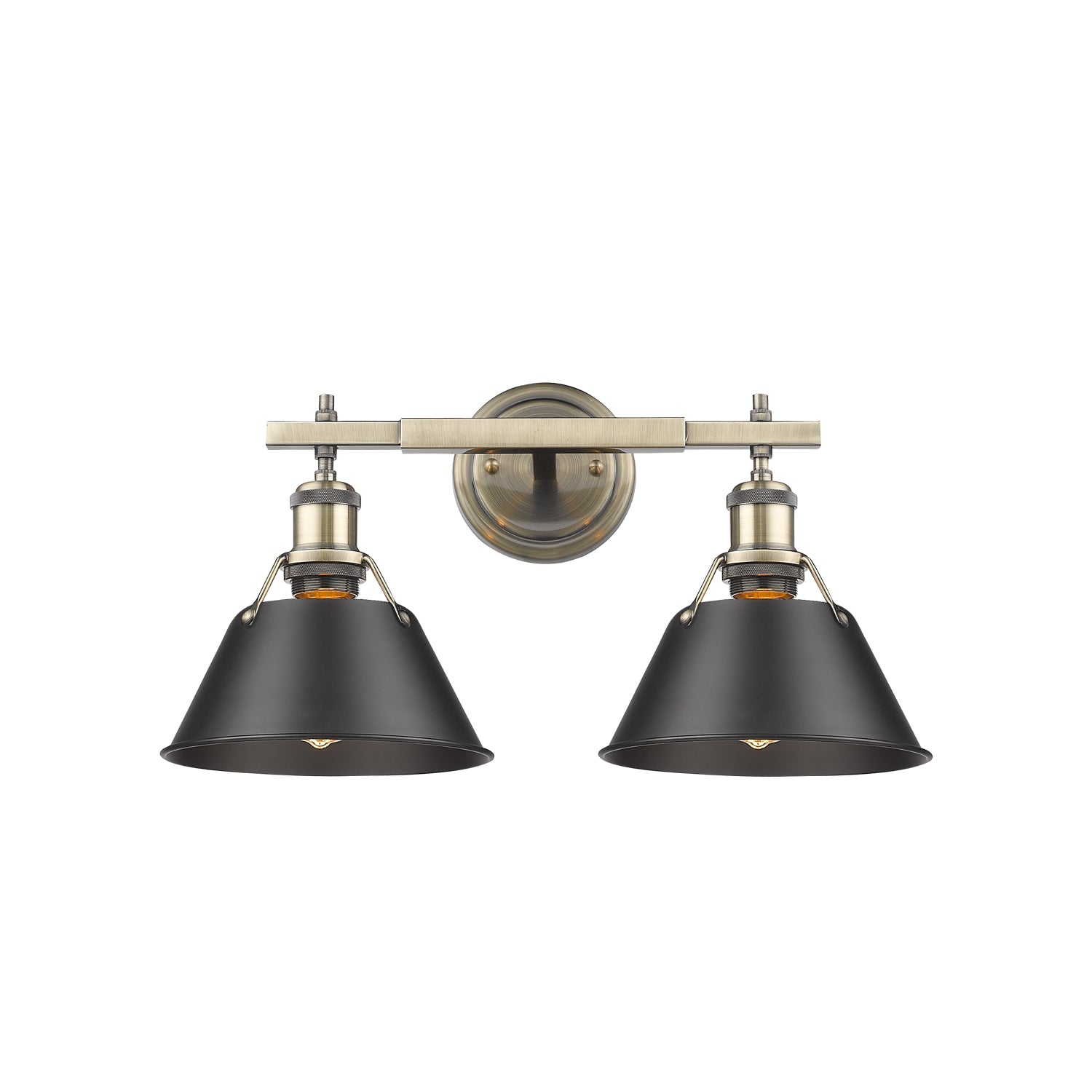 Yep by Golden Lighting Orwell 2-light Vanity in Aged Brass and Matte Black shade - Default Title - Golden Lighting