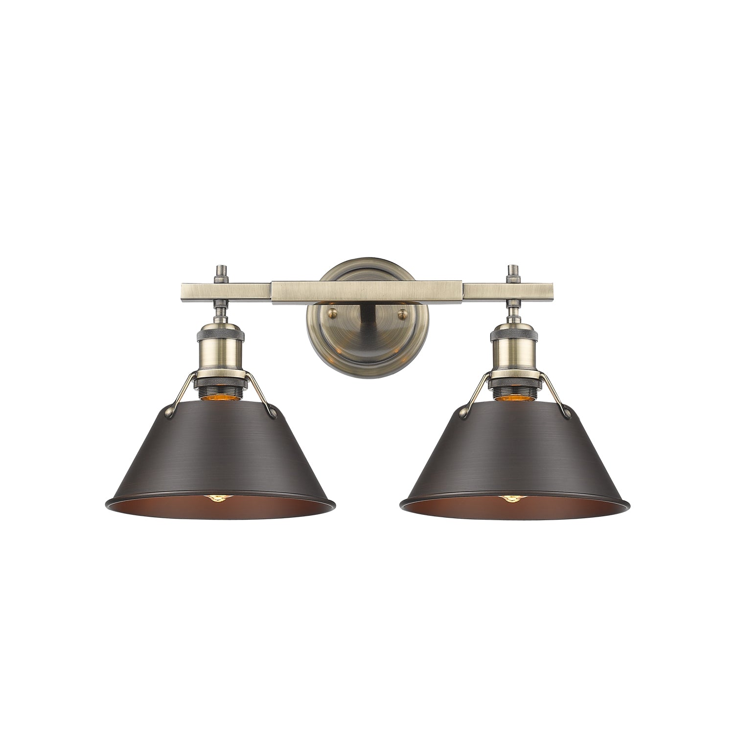 Orwell 2-Light Vanity Light in Aged Brass with Rubbed Bronze - Default Title - Golden Lighting