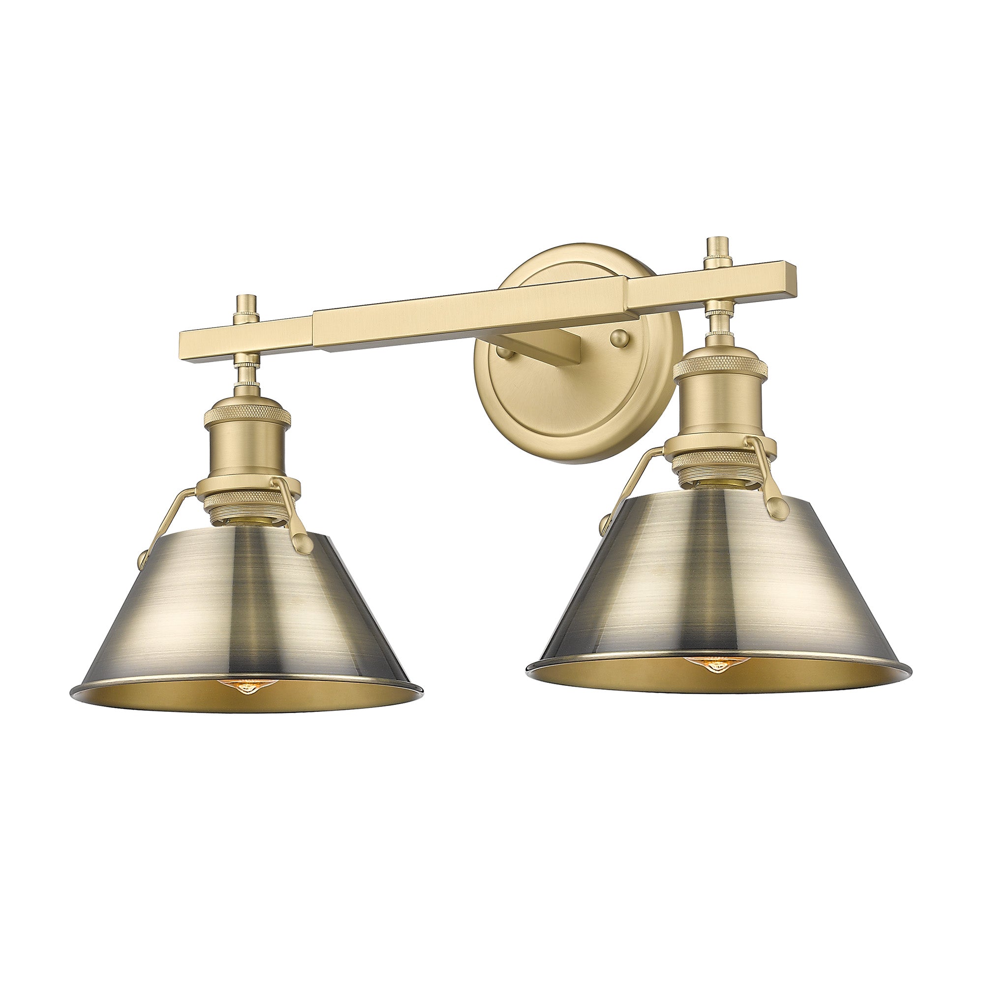 Yep by Golden Lighting Orwell 2-light Vanity in Brushed Champagne Brass and Aged Brass shade - - Golden Lighting