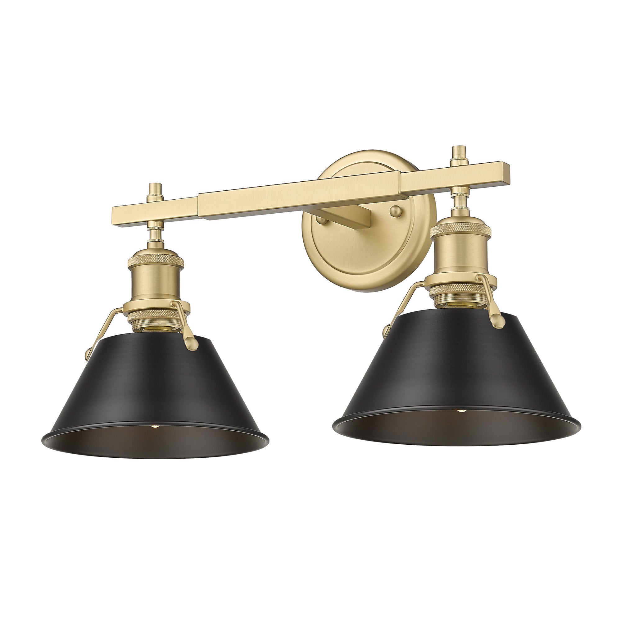 Yep by Golden Lighting Orwell 2-light Vanity in Brushed Champagne Brass and Matte Black shade - Default Title - Golden Lighting