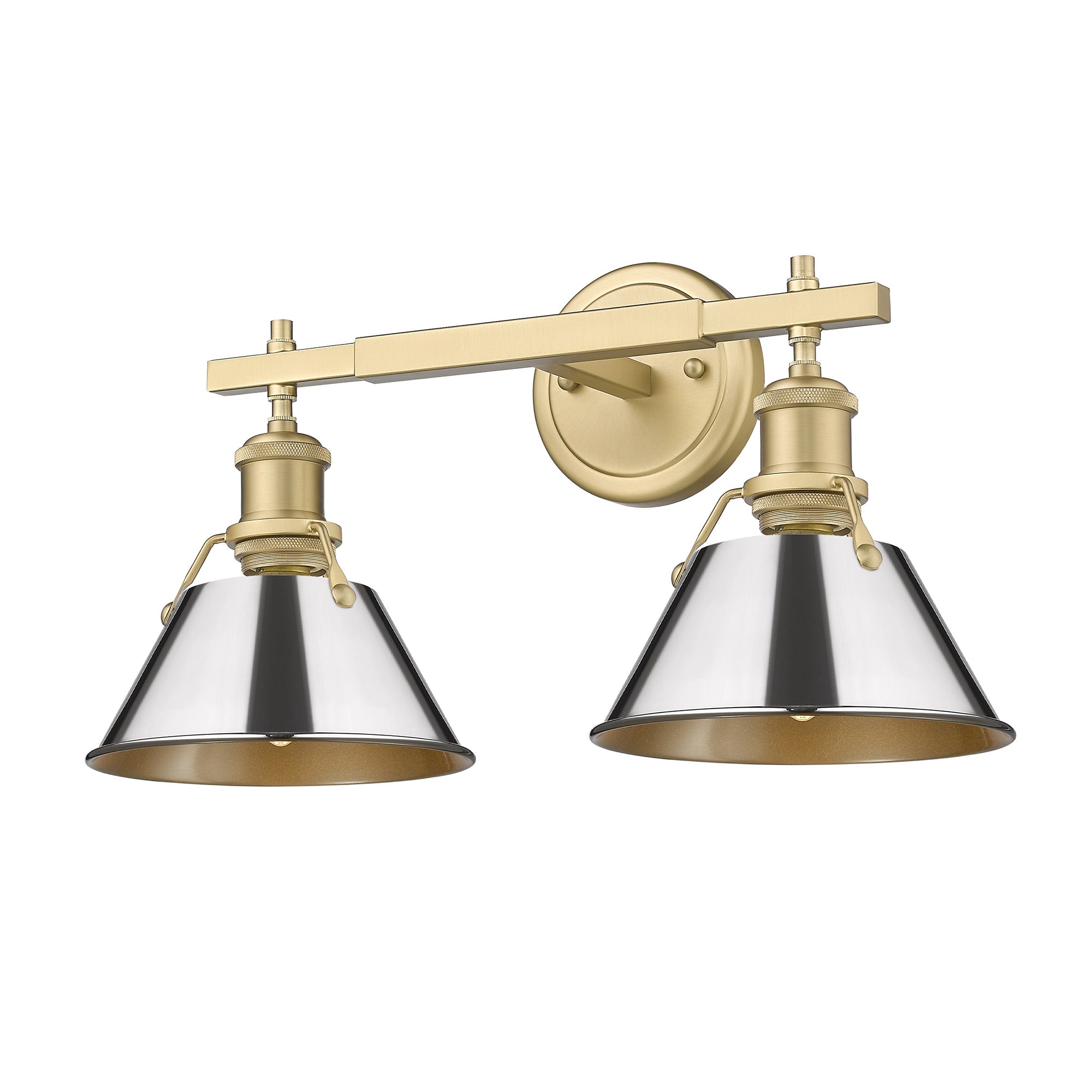 Yep by Golden Lighting Orwell 2-light Vanity in Brushed Champagne Brass and Chrome shade - Default Title - Golden Lighting