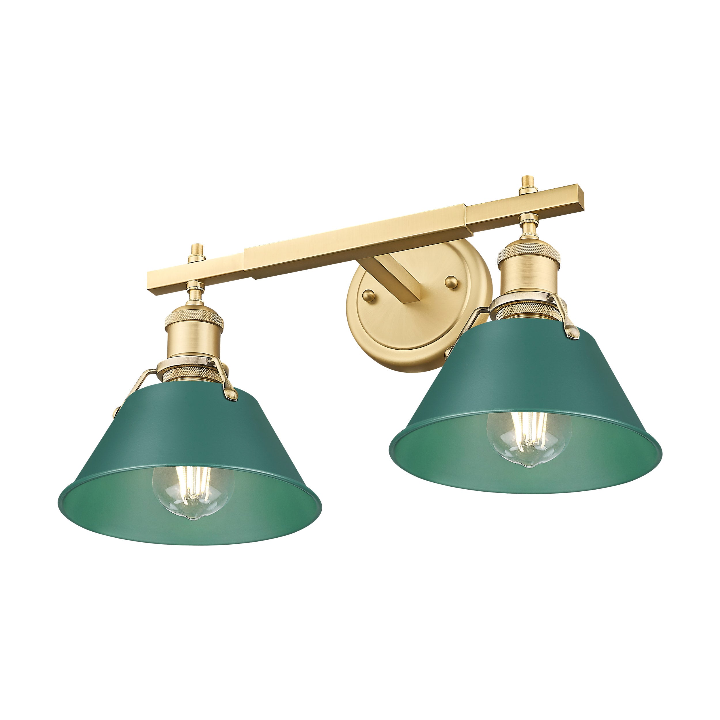 Yep by Golden Lighting Orwell 2-light Vanity in Brushed Champagne Brass and Pine Green shade - - Golden Lighting