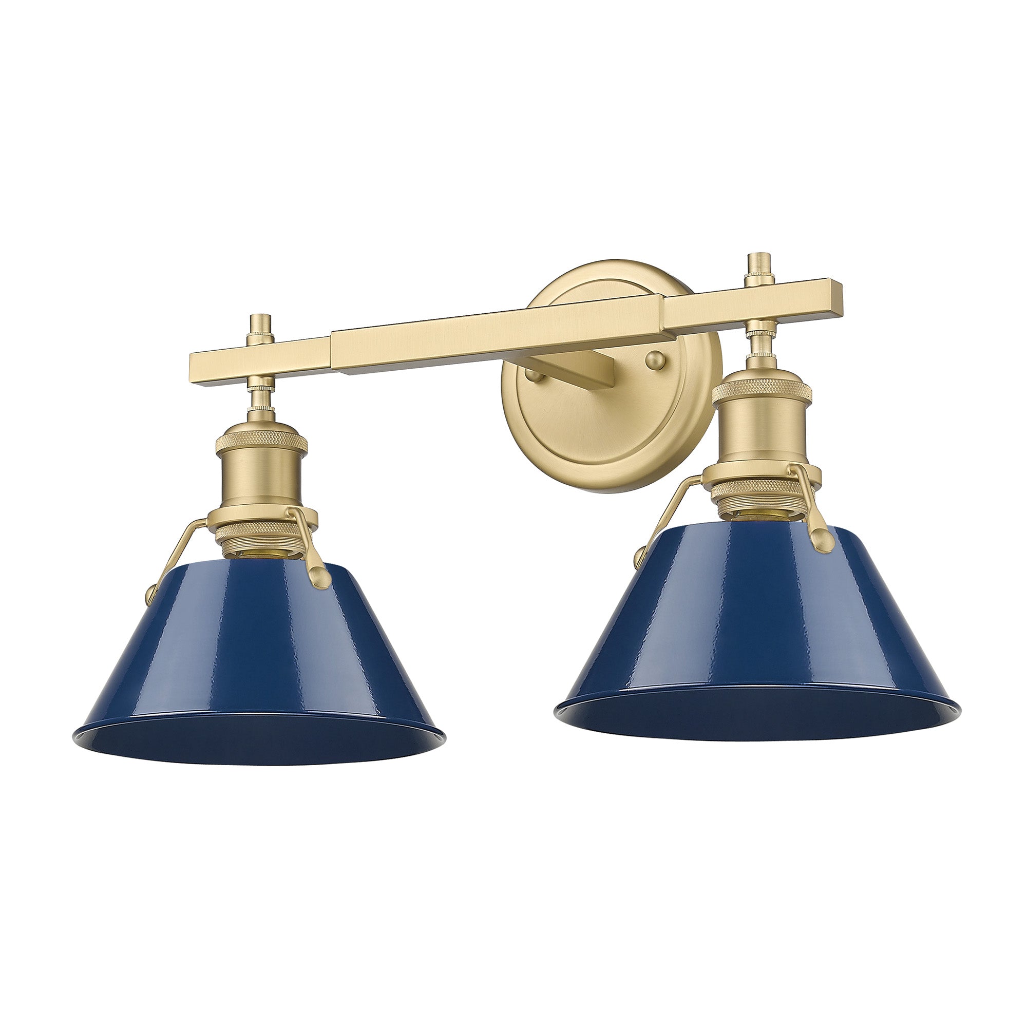 Yep by Golden Lighting Orwell 2-light Vanity in Brushed Champagne Brass and Navy Blue shade - Default Title - Golden Lighting