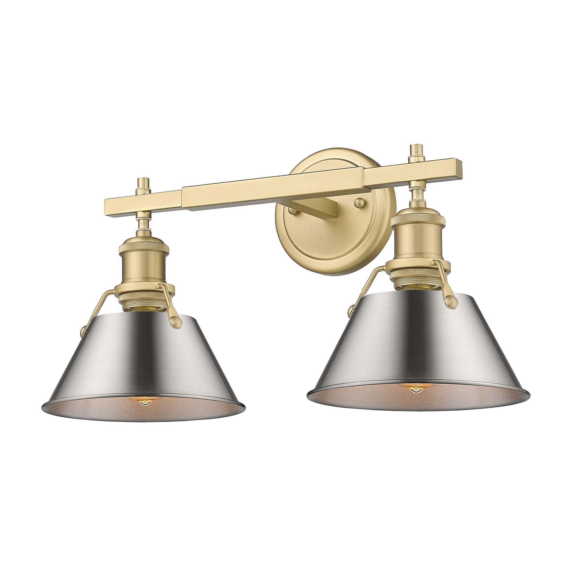 Yep by Golden Lighting Orwell 2-light Vanity in Brushed Champagne Brass and Pewter shade - Default Title - Golden Lighting