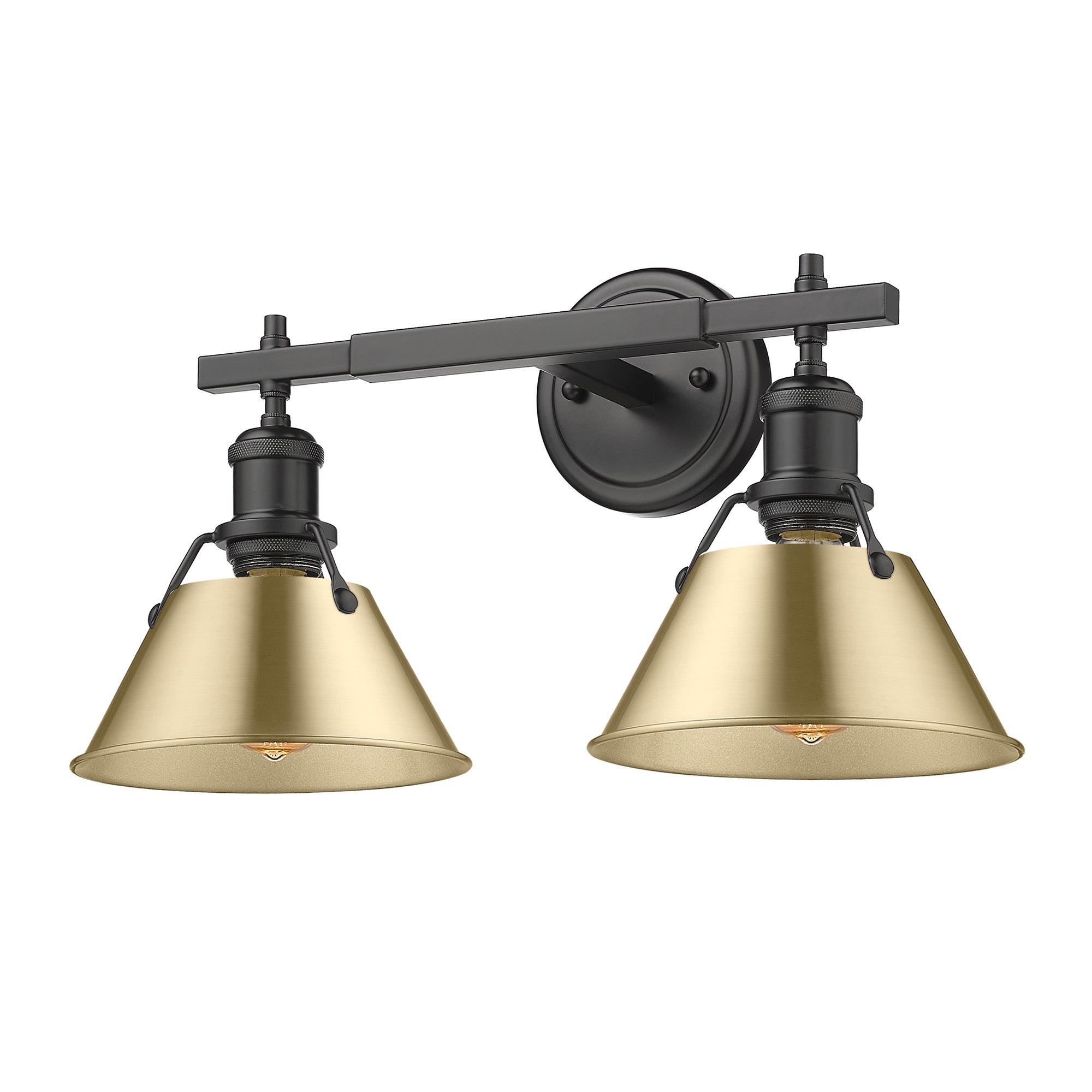 Yep by Golden Lighting Orwell 2-light Vanity in Matte Black and Brushed Champagne Brass shade - Default Title - Golden Lighting