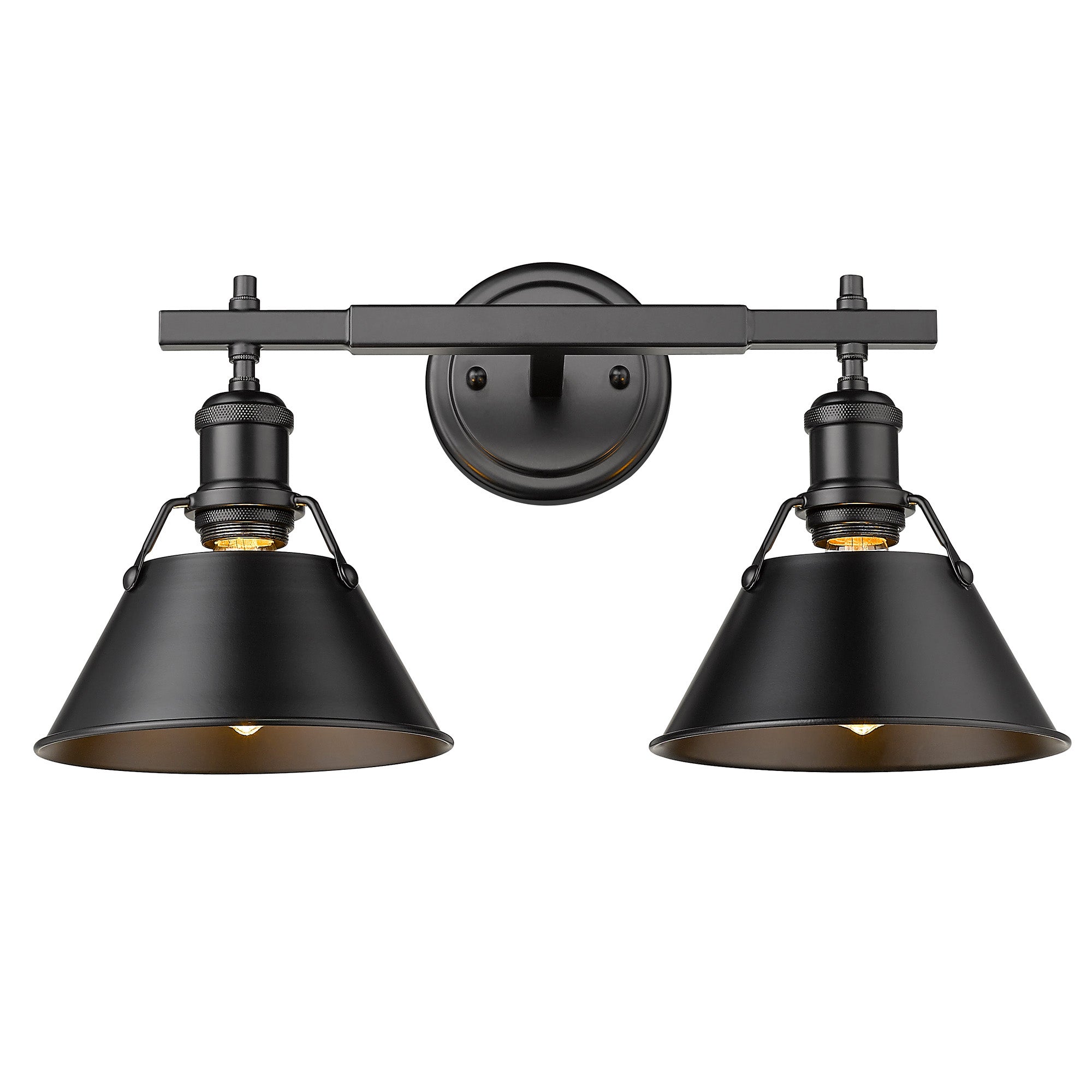 Orwell 2-Light Vanity Light in Matte Black - Default Title - Golden Lighting
