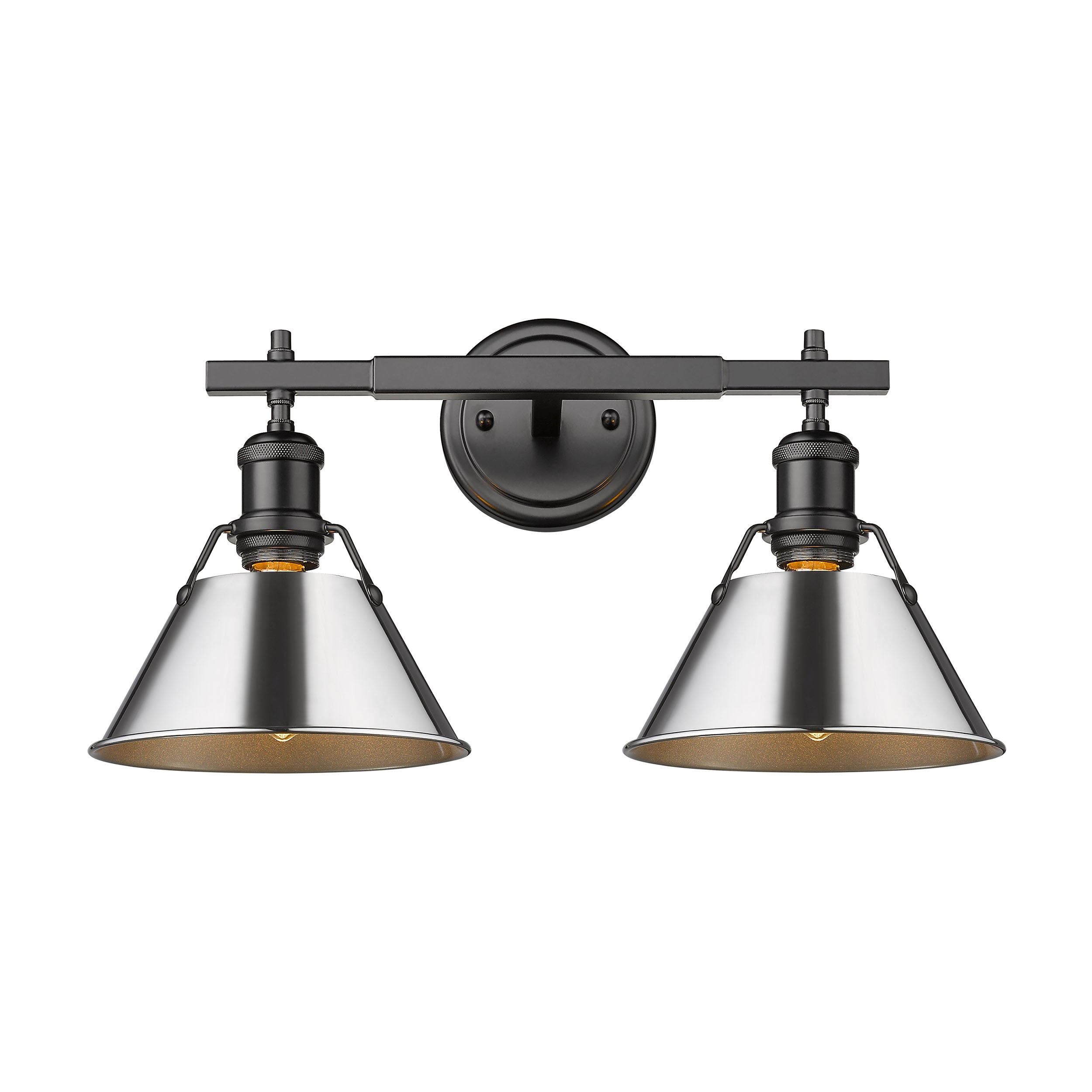 Yep by Golden Lighting Orwell 2-light Vanity in Matte Black and Chrome shade - Default Title - Golden Lighting