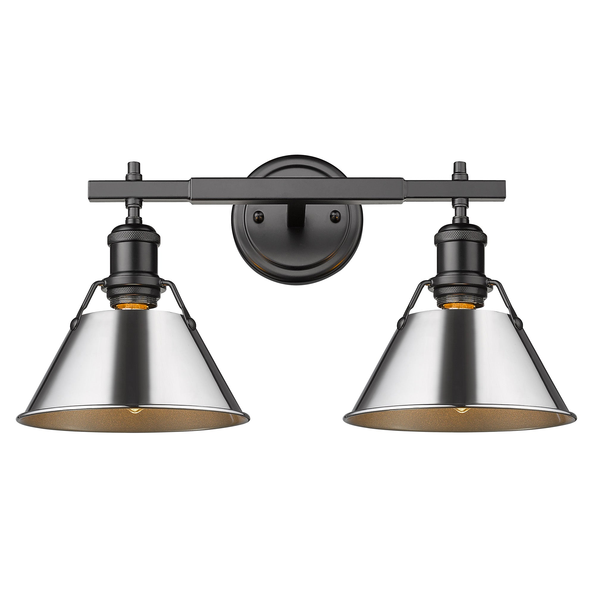 Orwell 2-Light Vanity Light in Matte Black with Chrome - Default Title - Golden Lighting