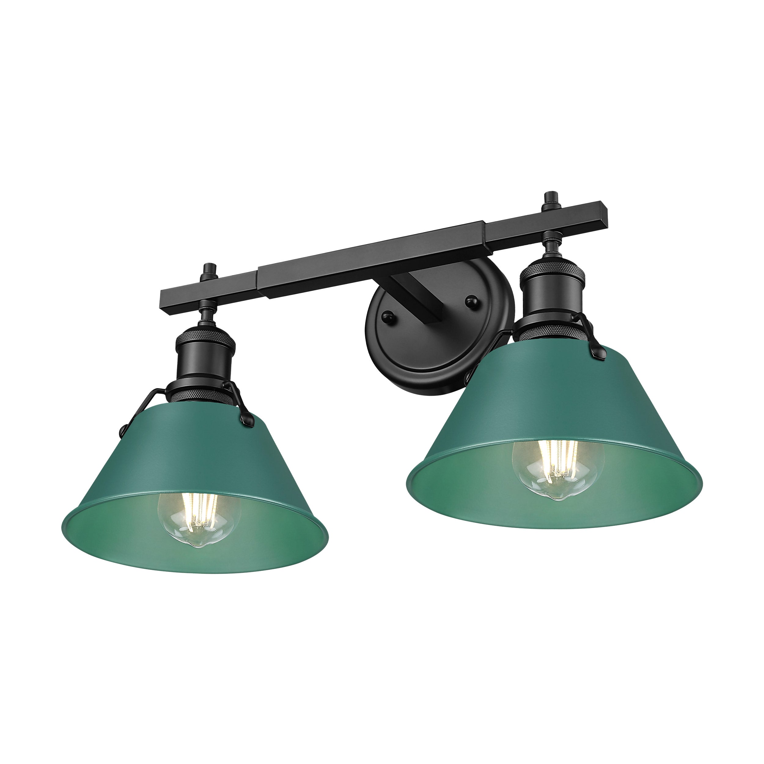 Yep by Golden Lighting Orwell 2-light Vanity in Matte Black and Pine Green shade - - Golden Lighting