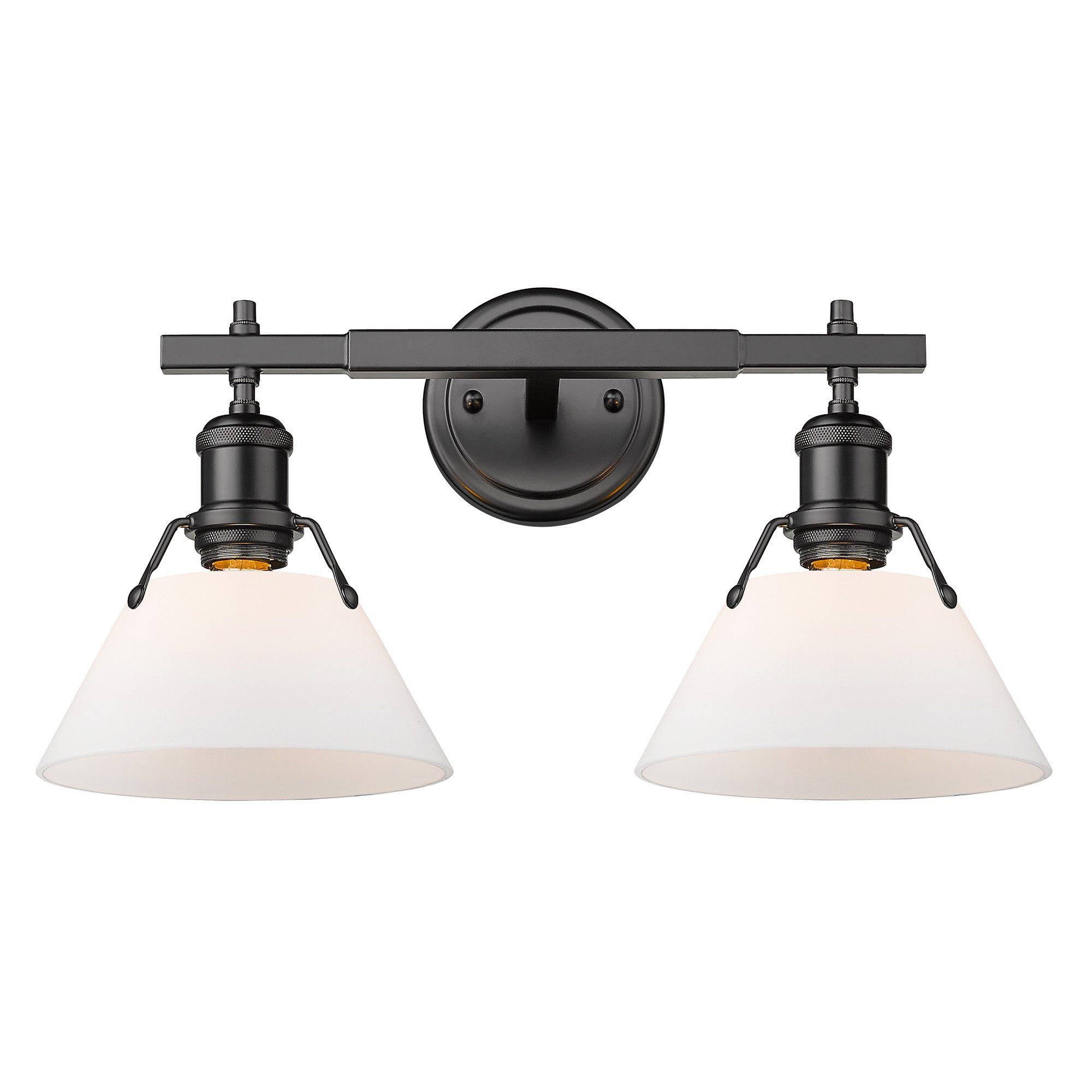 Orwell 2-Light Vanity Light in Matte Black with Opal Glass - Default Title - Golden Lighting