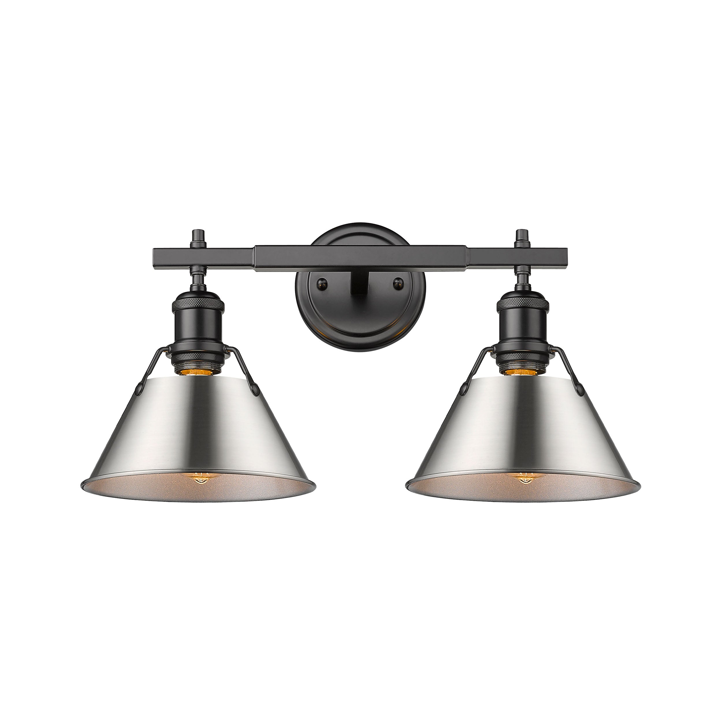 Yep by Golden Lighting Orwell 2-light Vanity in Matte Black and Pewter shade - Default Title - Golden Lighting