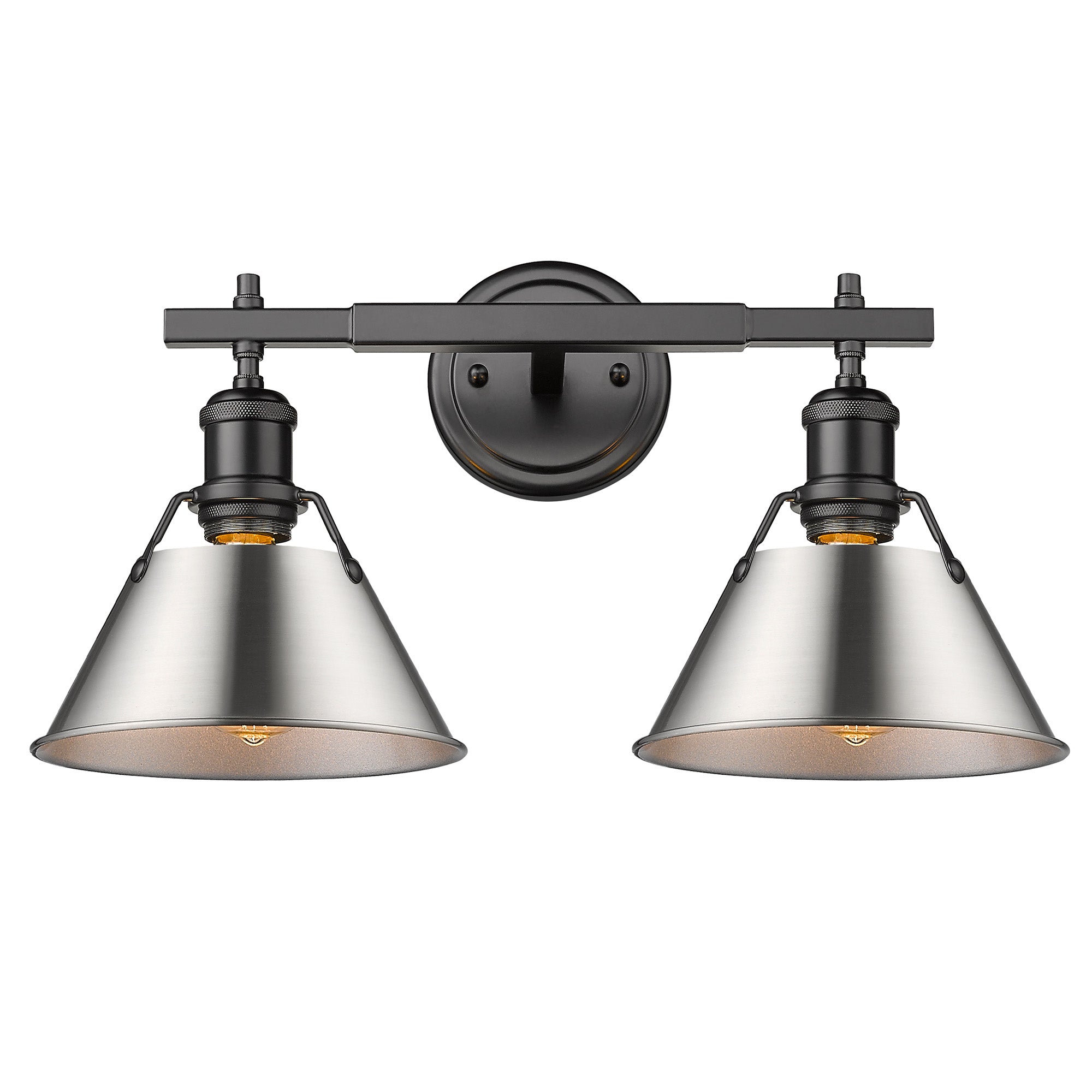 Orwell 2-Light Vanity Light in Matte Black with Pewter - Default Title - Golden Lighting