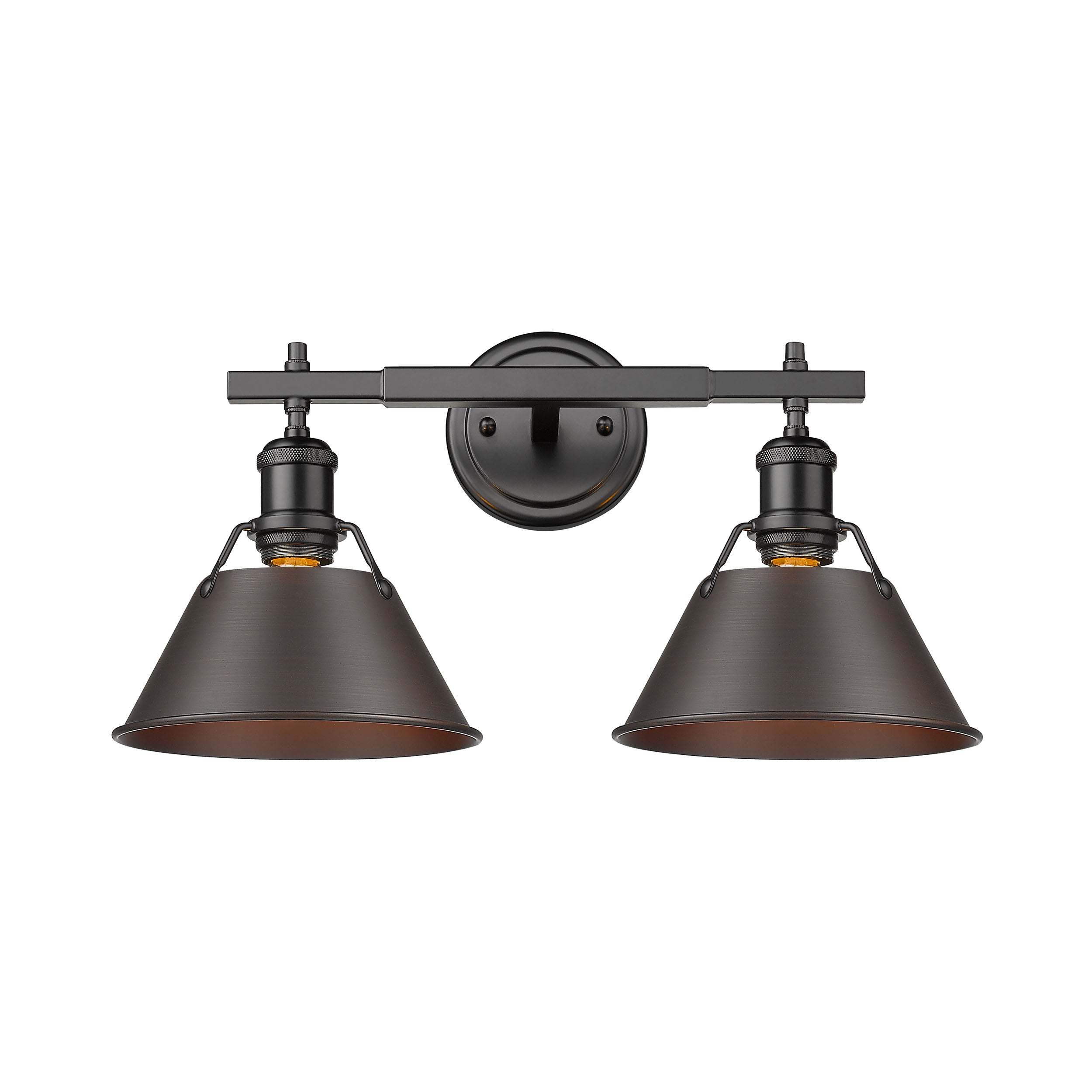 Yep by Golden Lighting Orwell 2-light Vanity in Matte Black and Rubbed Bronze shade - Default Title - Golden Lighting