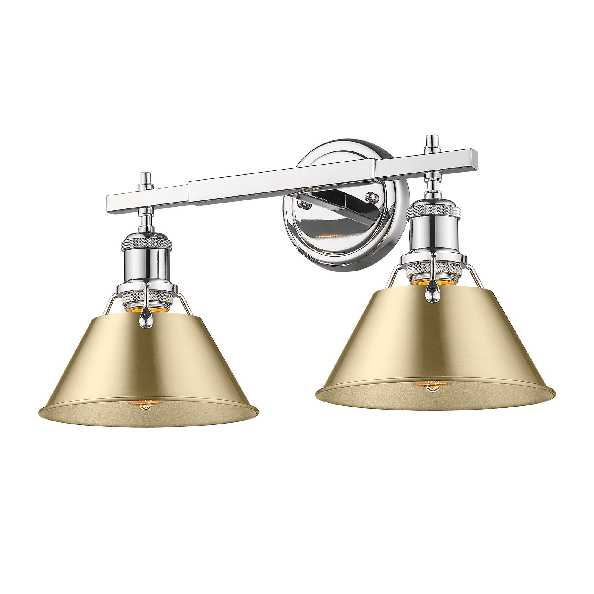 Yep by Golden Lighting Orwell 2-light Vanity in Chrome and Brushed Champagne Brass shade - Default Title - Golden Lighting