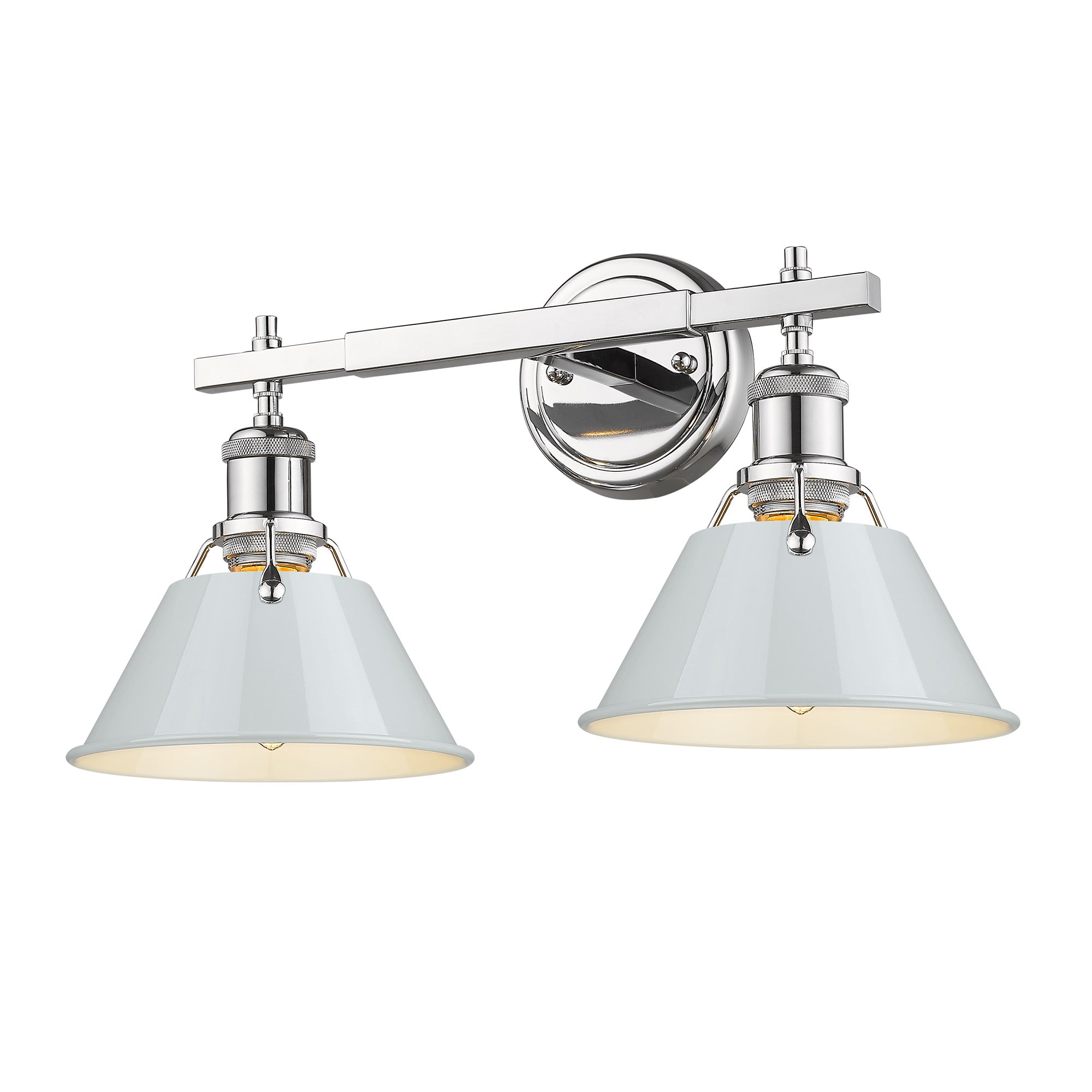 Orwell 2-Light Vanity Light in Chrome with Dusky Blue - Default Title - Golden Lighting