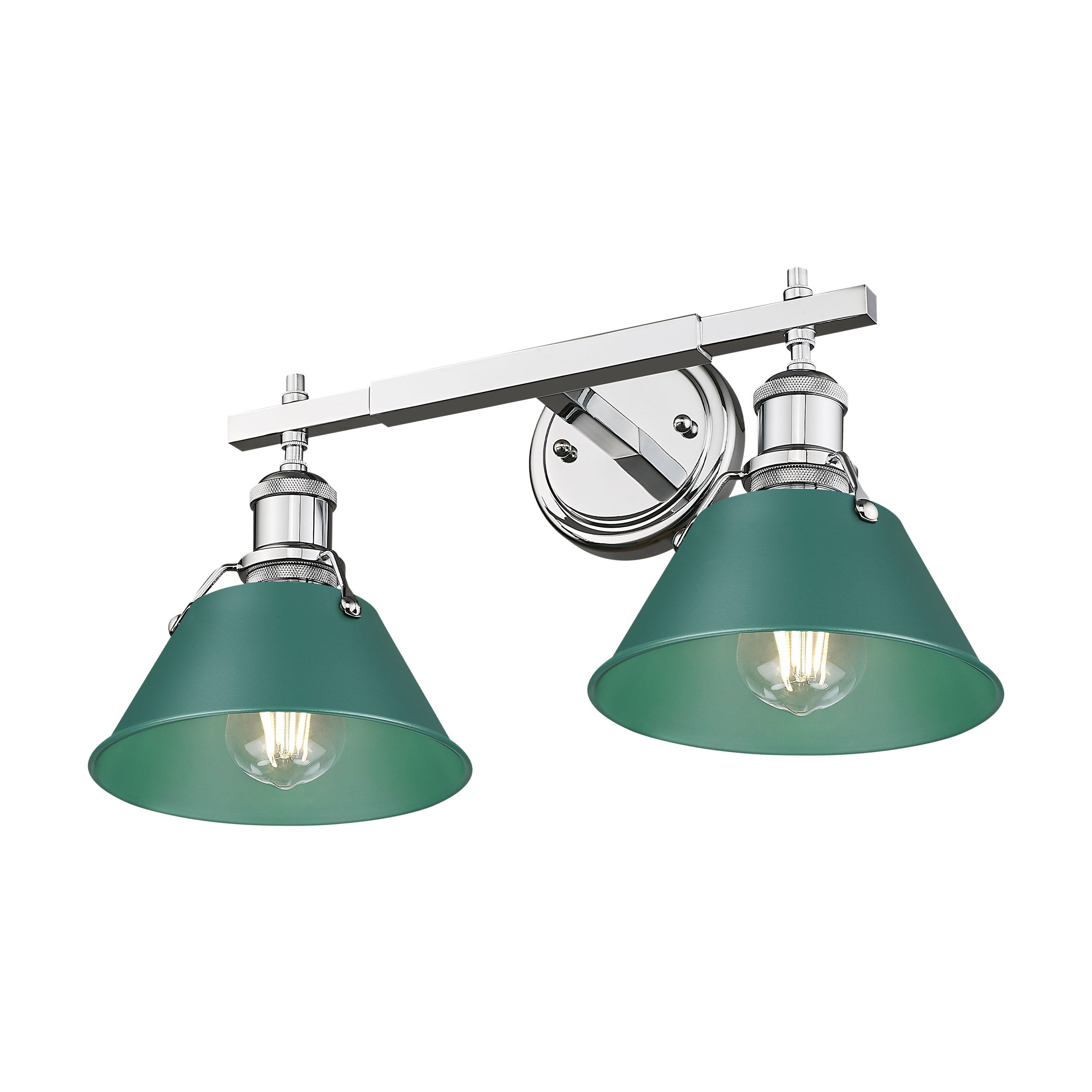Yep by Golden Lighting Orwell 2-light Vanity in Chrome and Pine Green shade - - Golden Lighting