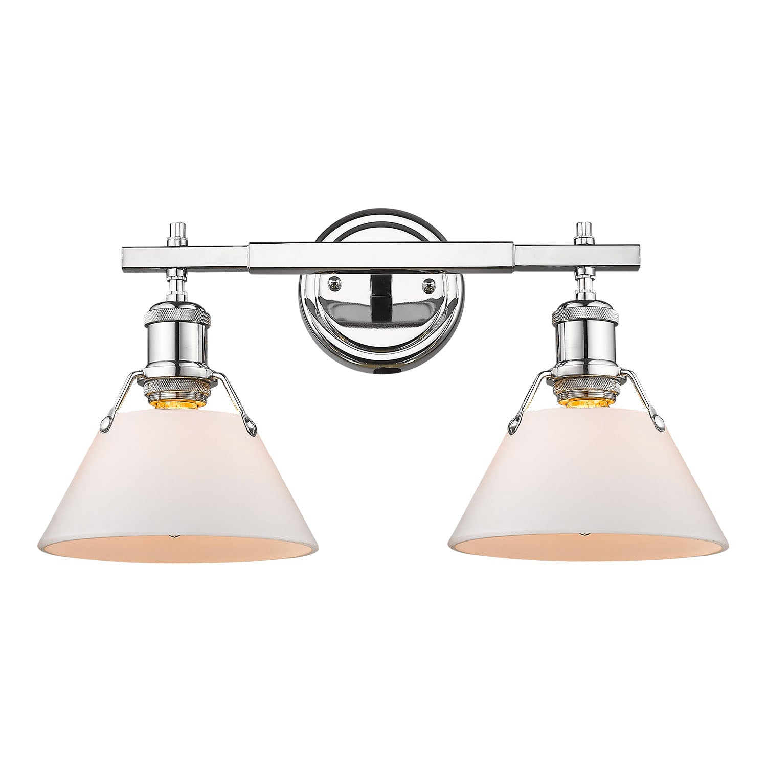 Orwell 2-Light Vanity Light in Chrome with Opal Glass - Default Title - Golden Lighting