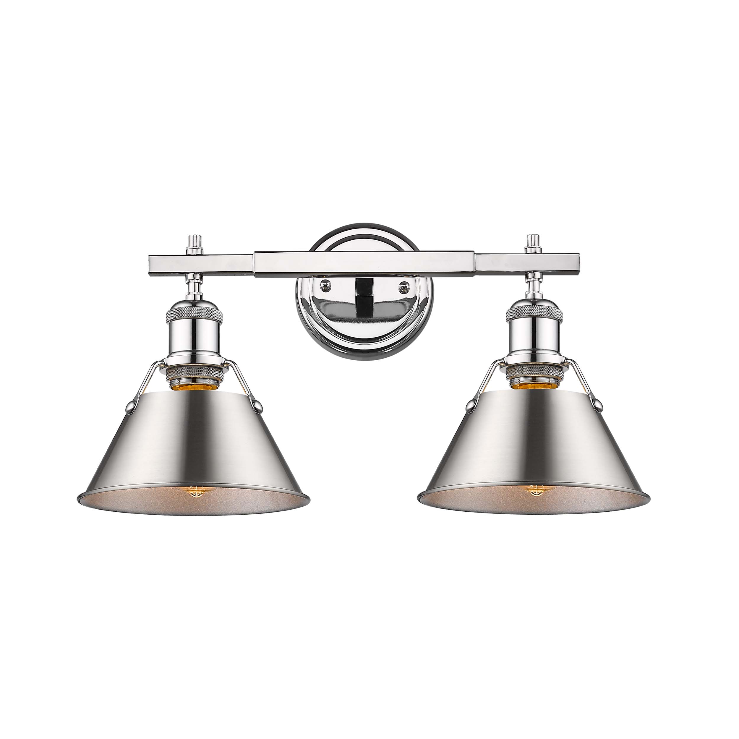 Yep by Golden Lighting Orwell 2-light Vanity in Chrome and Pewter shade - - Golden Lighting