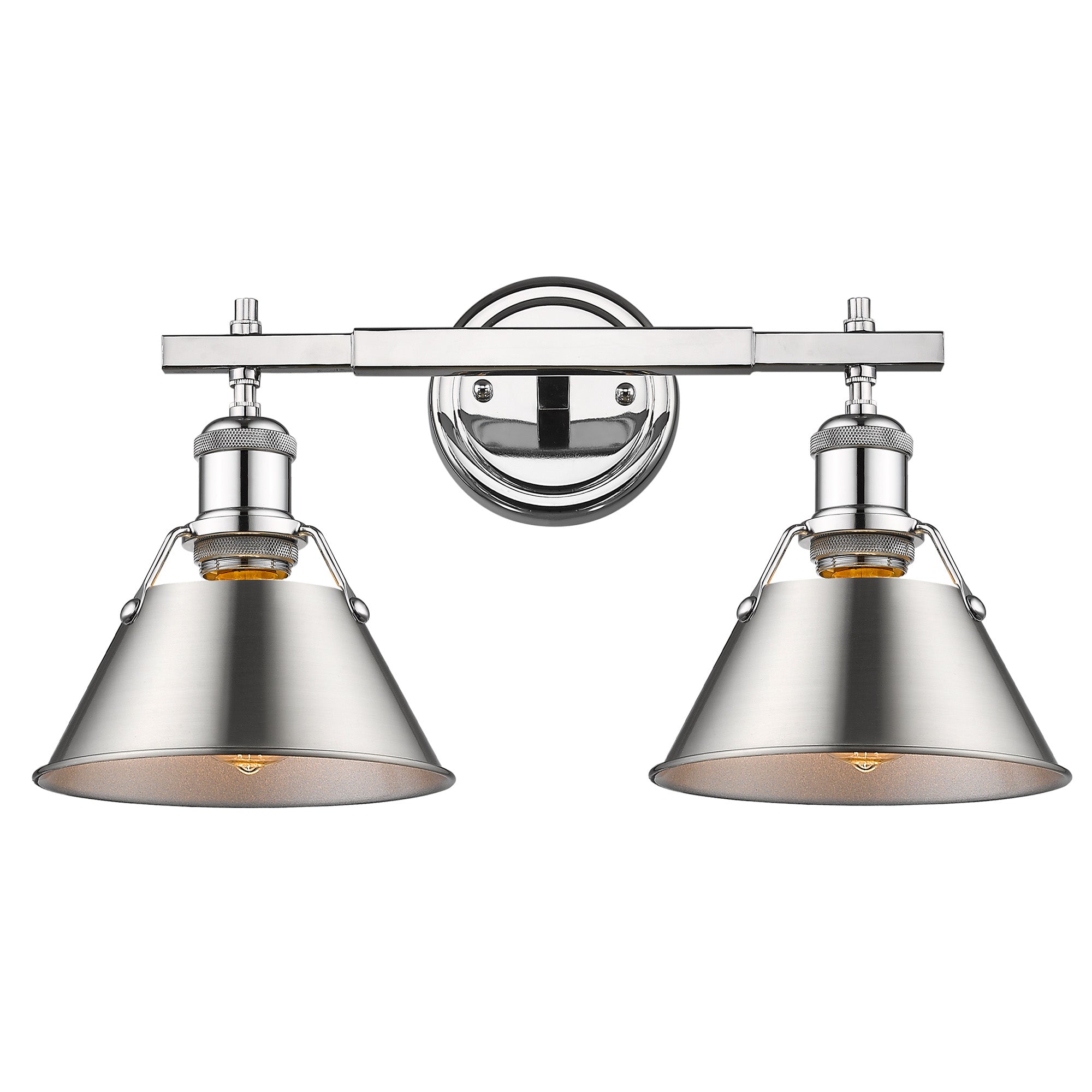 Orwell 2-Light Vanity Light in Chrome with Pewter - Default Title - Golden Lighting