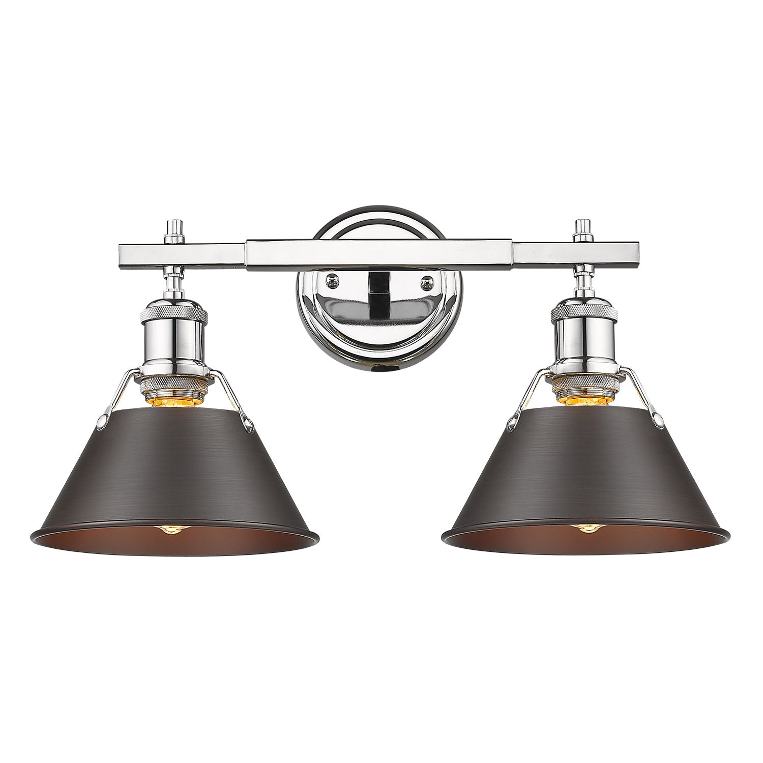 Yep by Golden Lighting Orwell 2-light Vanity in Chrome and Rubbed Bronze shade - Default Title - Golden Lighting