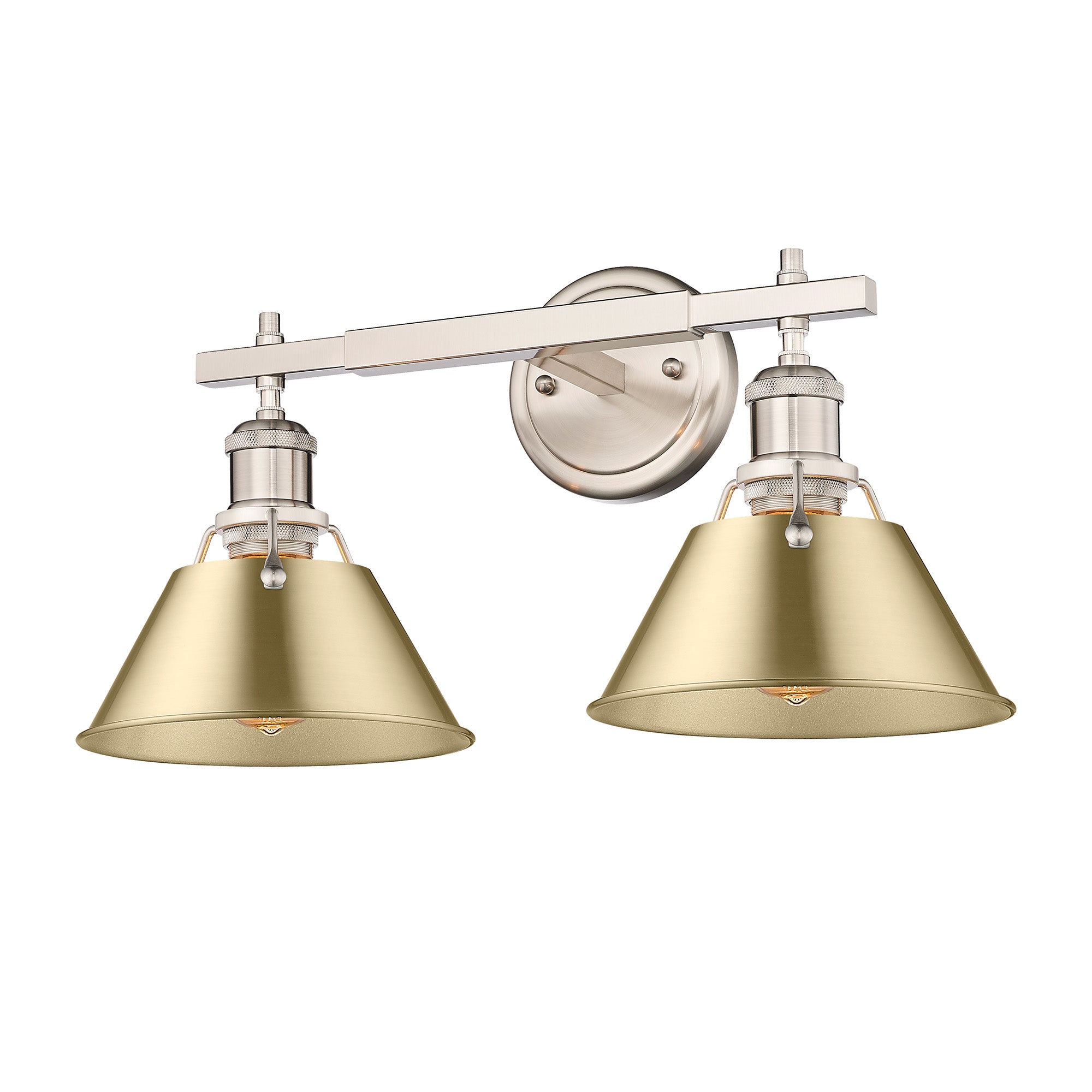 Yep by Golden Lighting Orwell 2-light Vanity in Pewter and Brushed Champagne Brass shade - Default Title - Golden Lighting