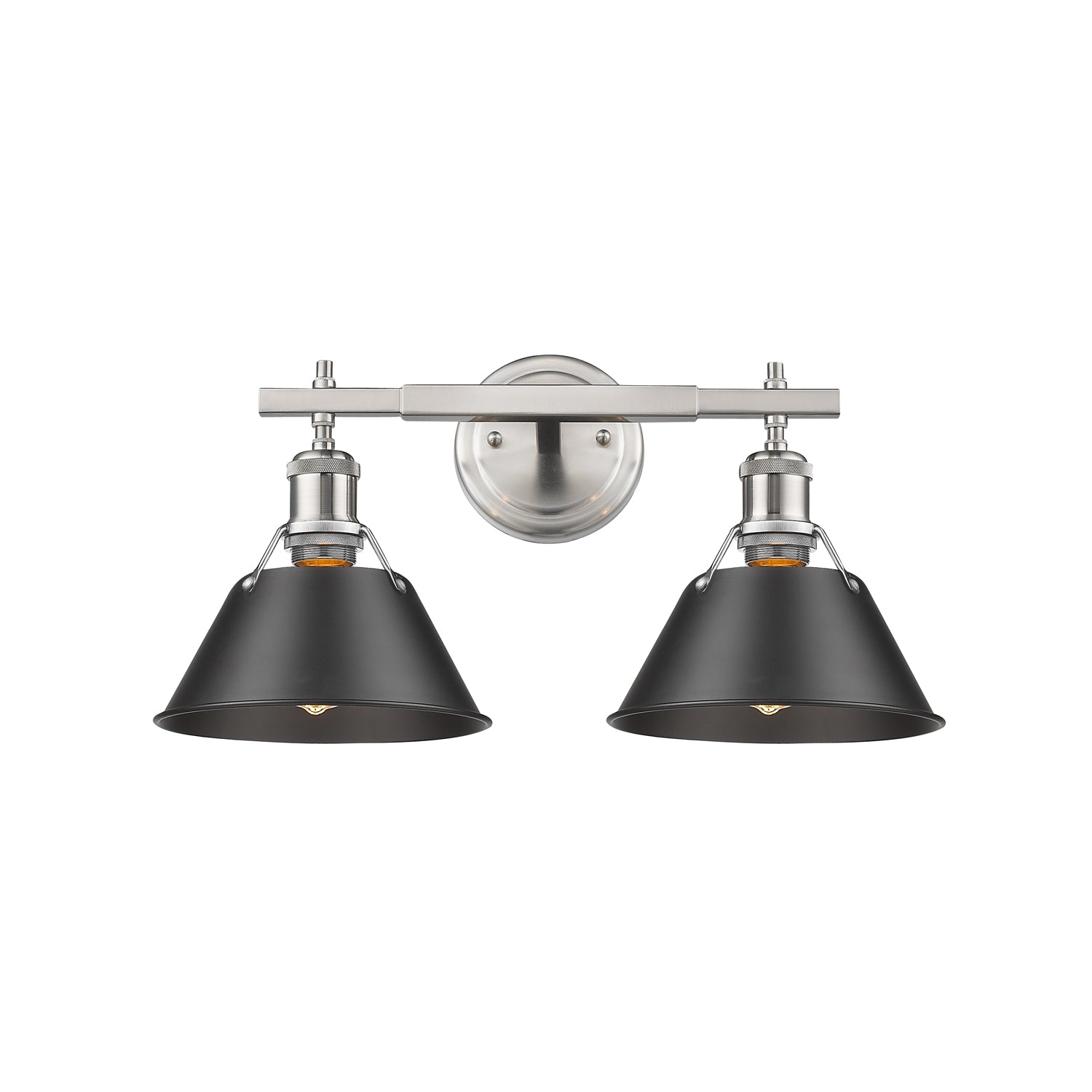 Yep by Golden Lighting Orwell 2-light Vanity in Pewter and Matte Black shade - Default Title - Golden Lighting