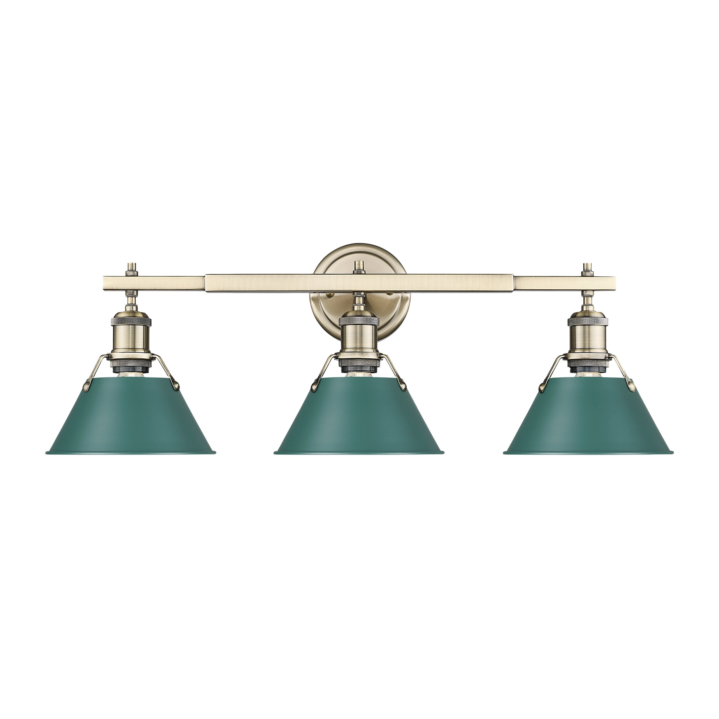 Yep by Golden Lighting Orwell 3-light Vanity in Aged Brass and Pine Green shade - - Golden Lighting