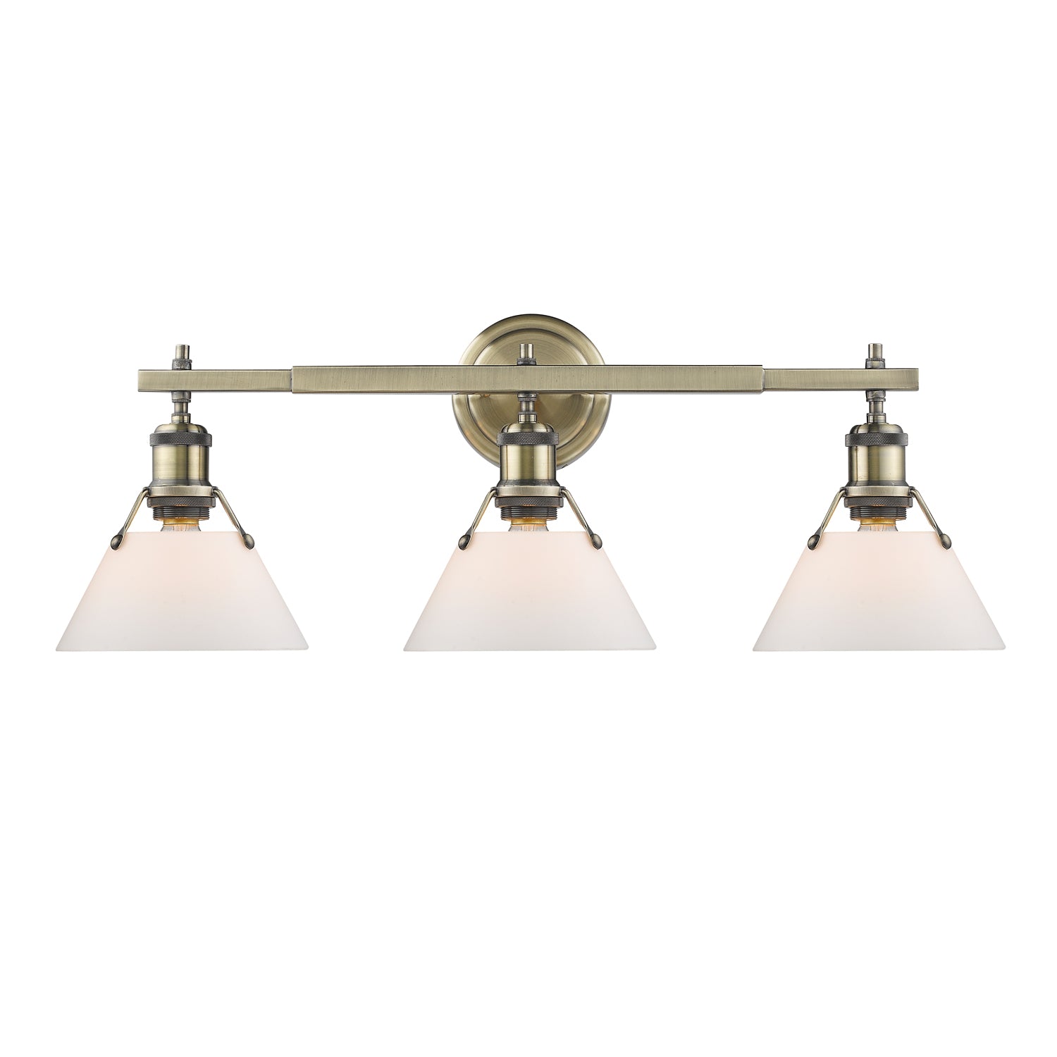 Yep by Golden Lighting Orwell 3-light Vanity in Aged Brass and Opal Glass - - Golden Lighting