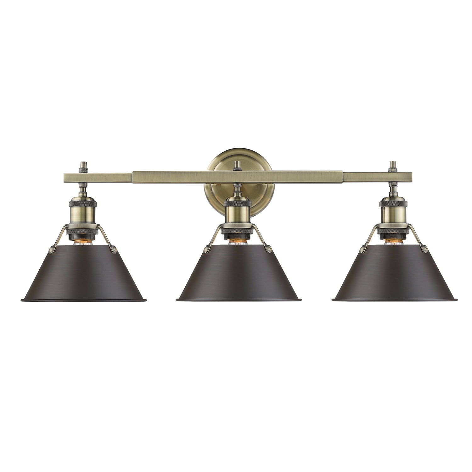 Yep by Golden Lighting Orwell 3-light Vanity in Aged Brass and Matte Black shade - - Golden Lighting