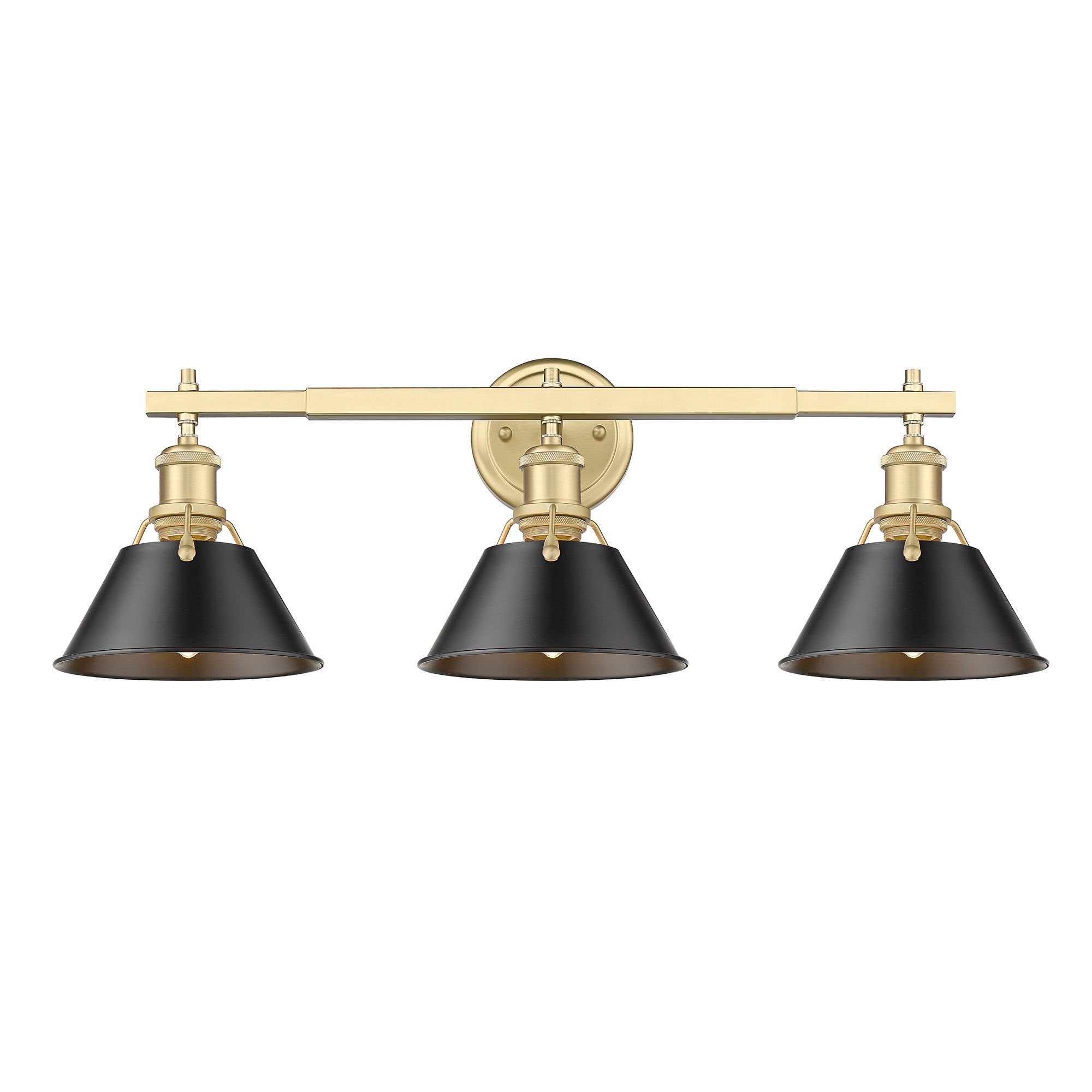 Yep by Golden Lighting Orwell 3-light Vanity in Brushed Champagne Brass and Matte Black shade - - Golden Lighting