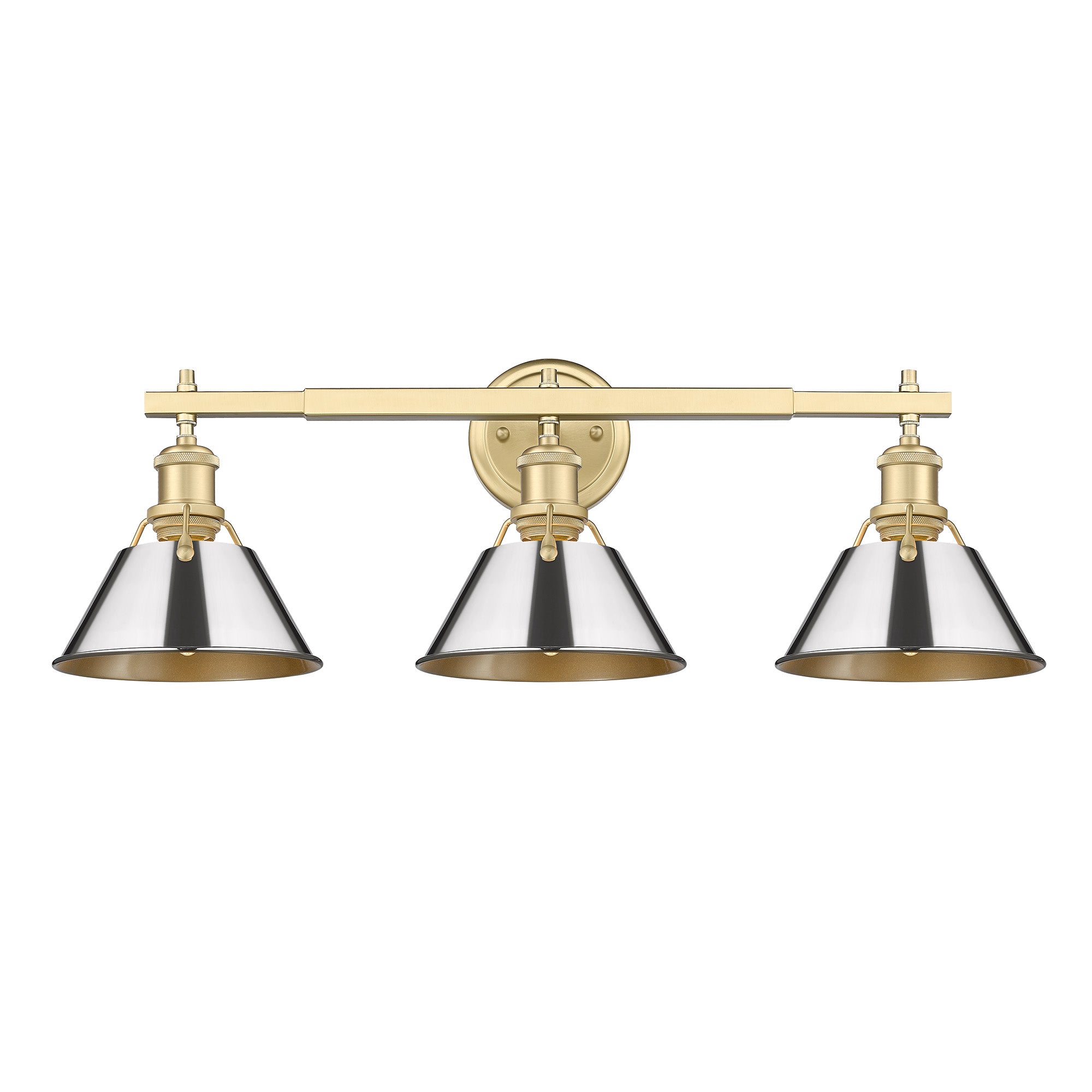 Yep by Golden Lighting Orwell 3-light Vanity in Brushed Champagne Brass and Chrome shade - - Golden Lighting