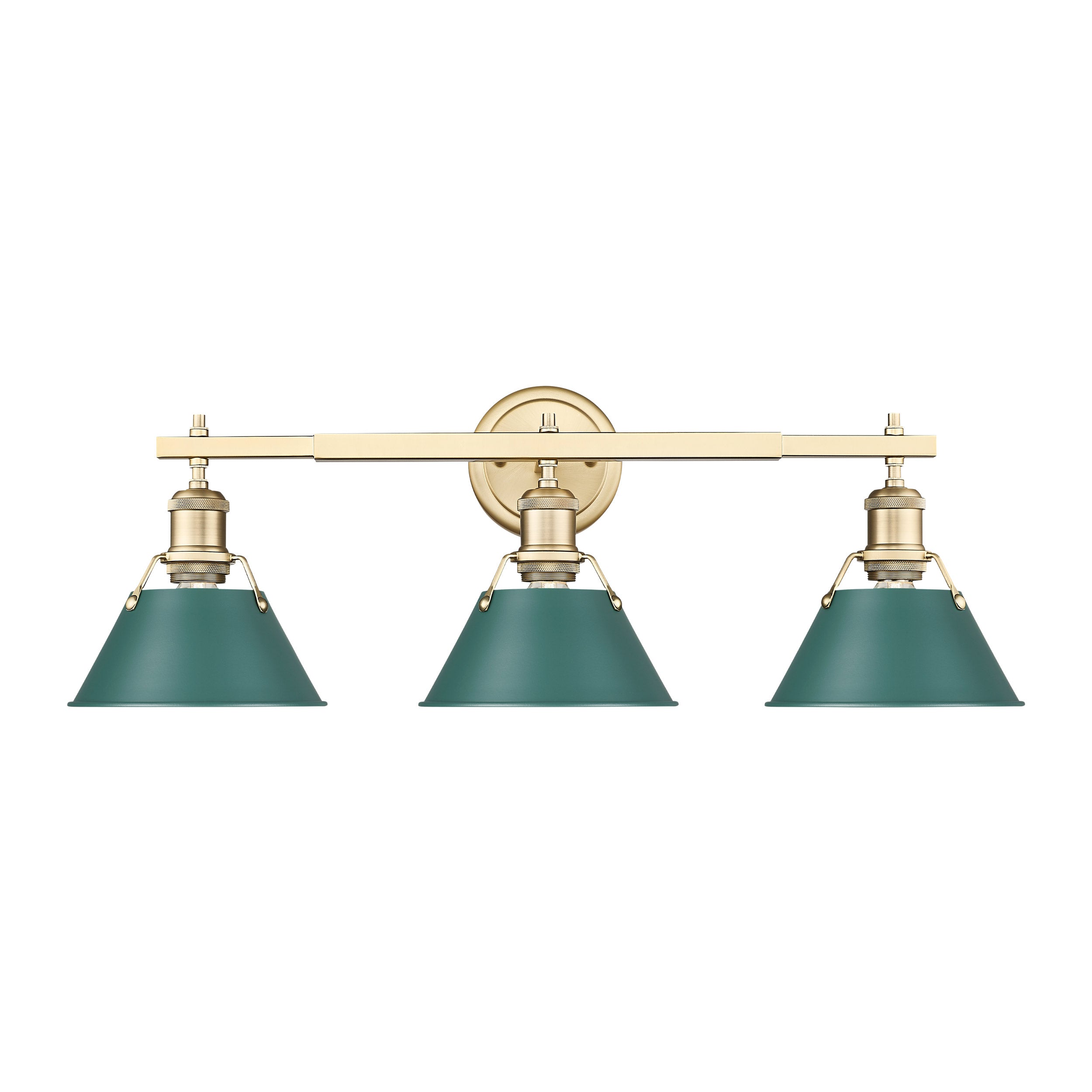 Yep by Golden Lighting Orwell 3-light Vanity in Brushed Champagne Brass and Pine Green shade - - Golden Lighting
