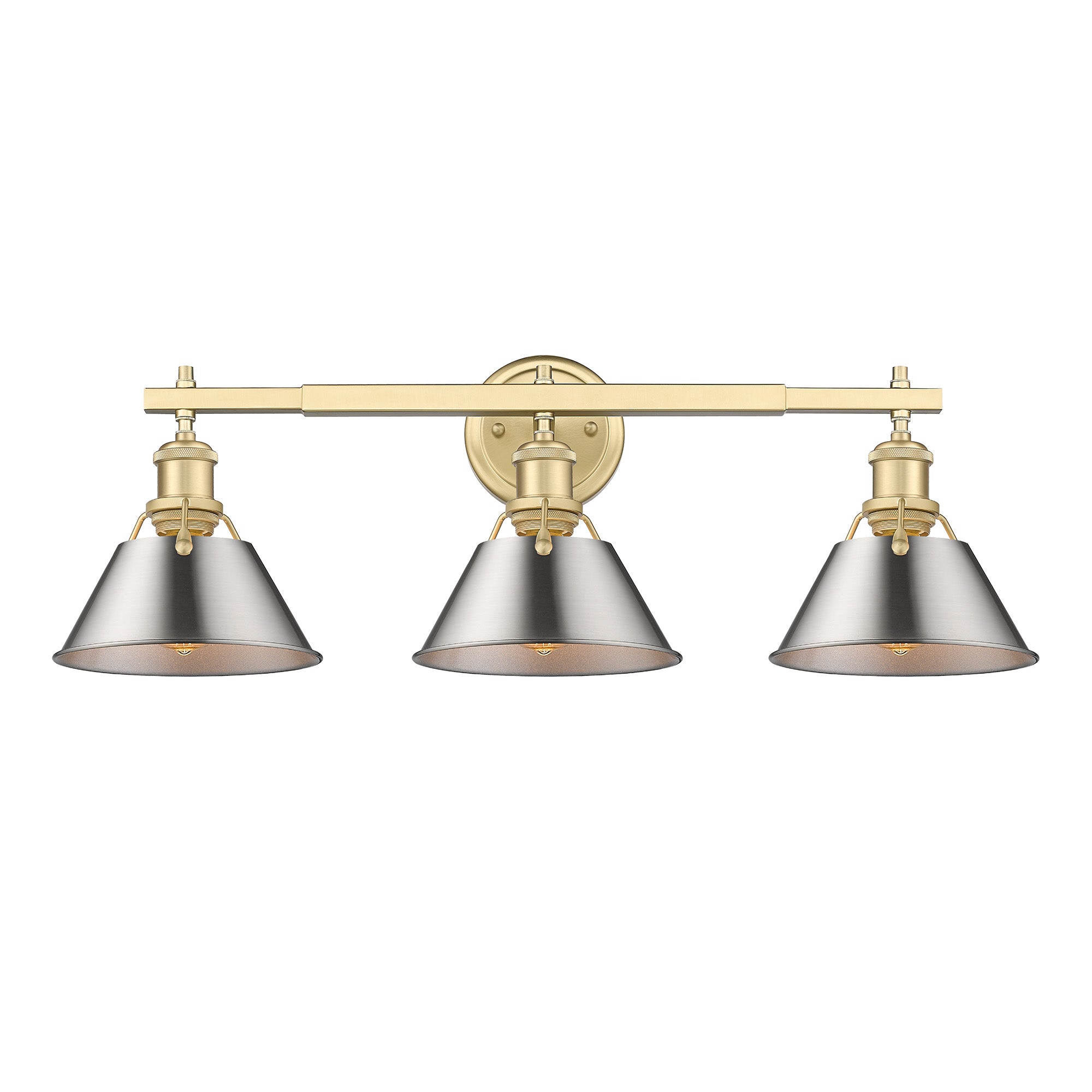 Yep by Golden Lighting Orwell 3-light Vanity in Brushed Champagne Brass and Pewter shade - - Golden Lighting