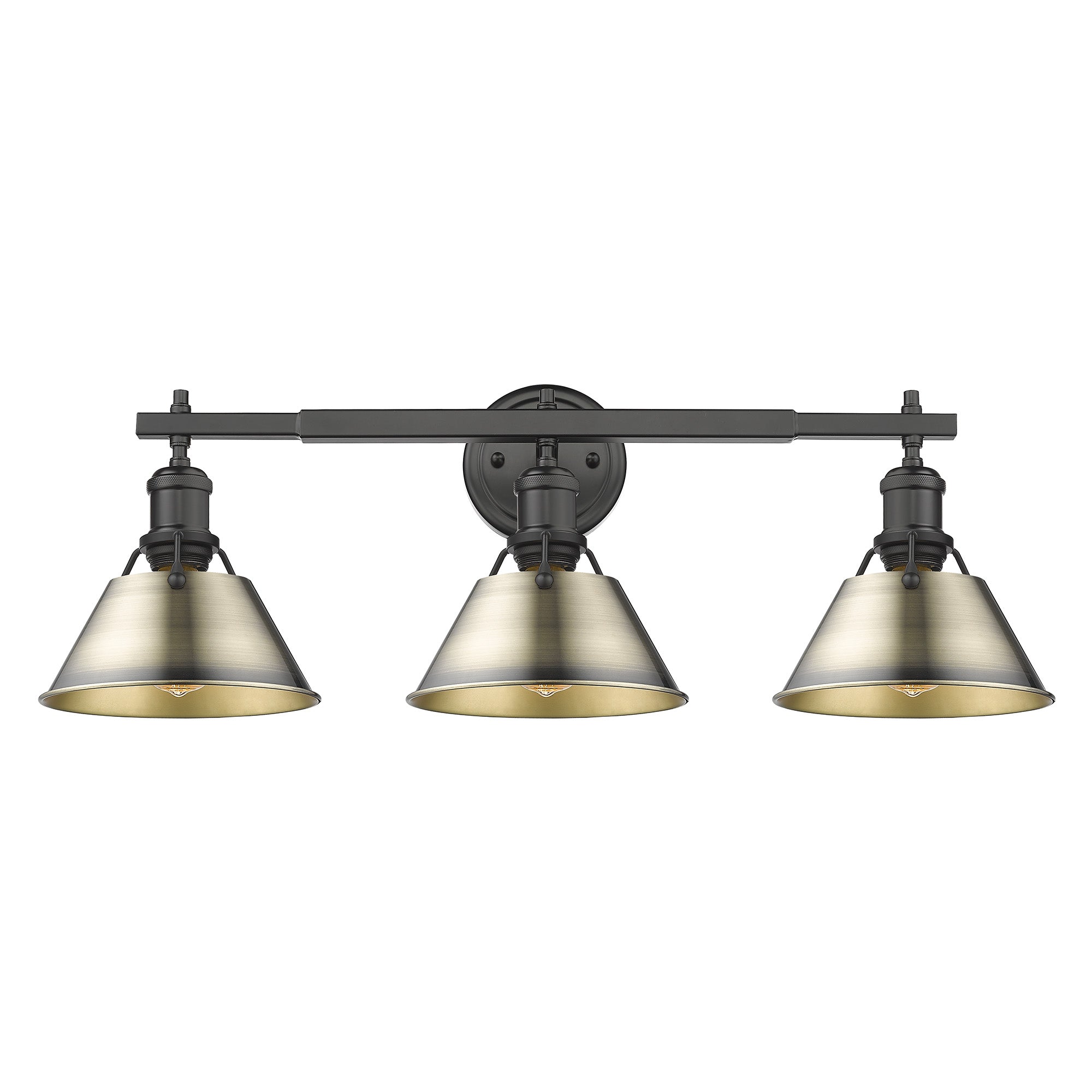 Yep by Golden Lighting Orwell 3-light Vanity in Matte Black and Aged Brass shade - - Golden Lighting