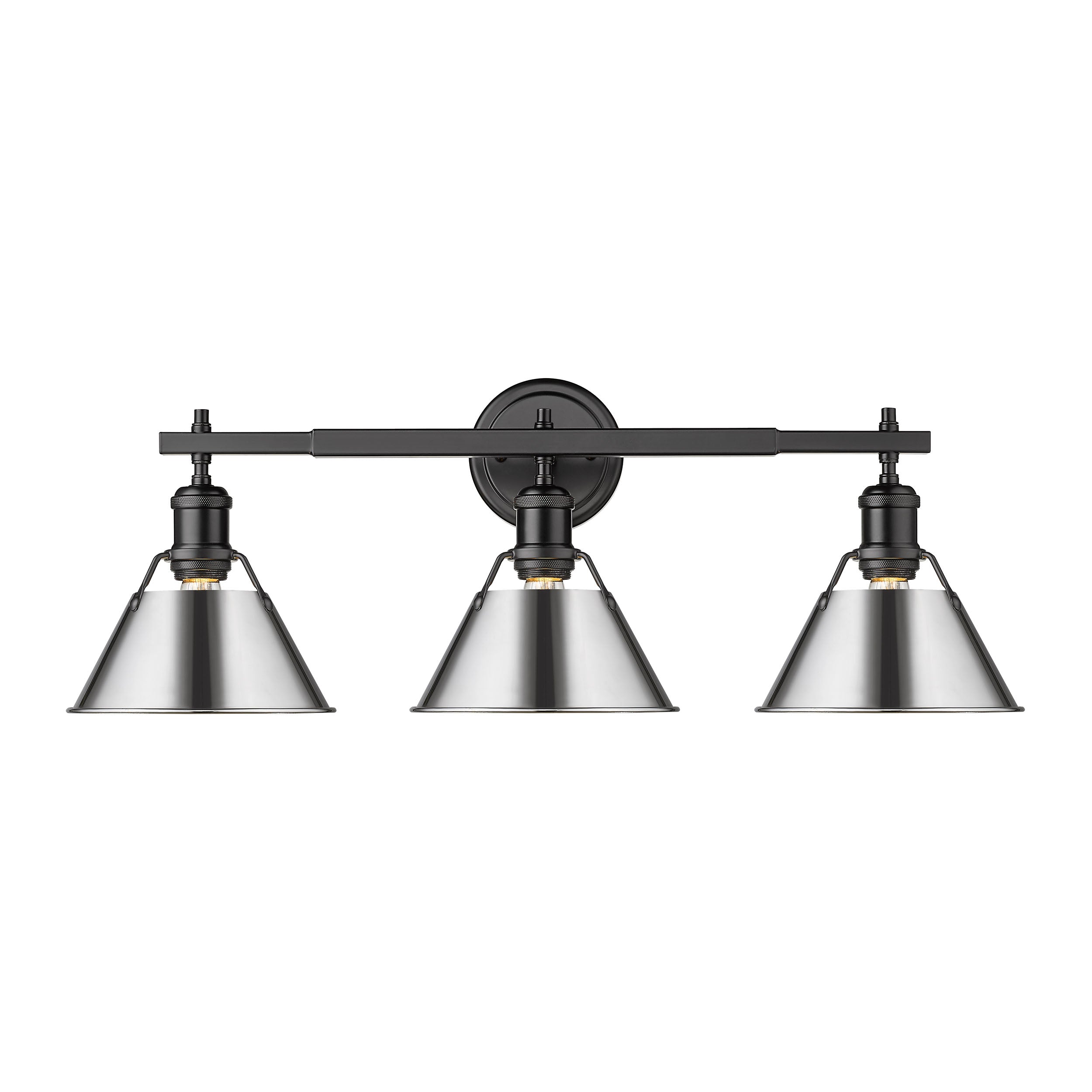 Yep by Golden Lighting Orwell 3-light Vanity in Matte Black and Chrome shade - - Golden Lighting