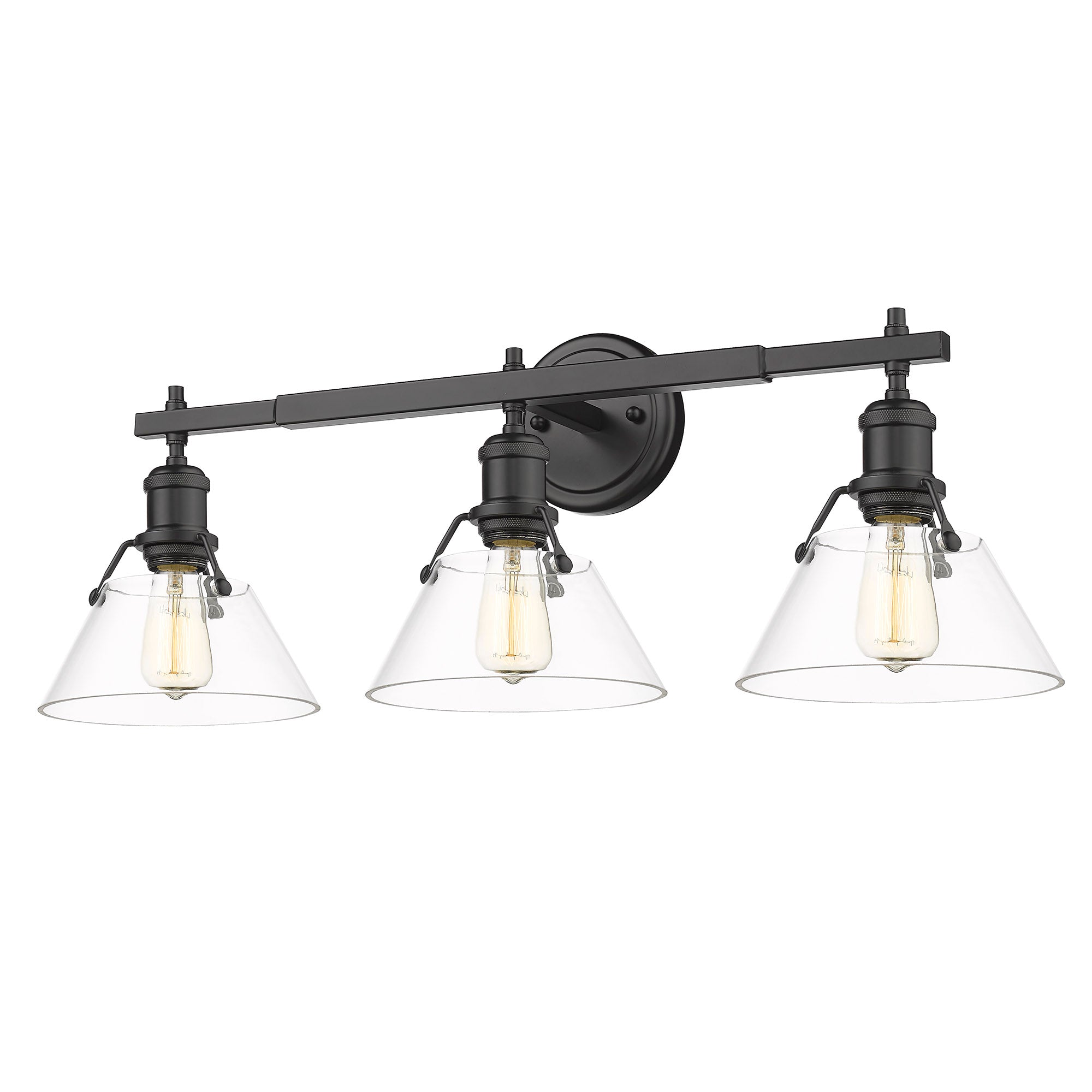 Yep by Golden Lighting Orwell 3-light Vanity in Matte Black and Clear Glass - - Golden Lighting