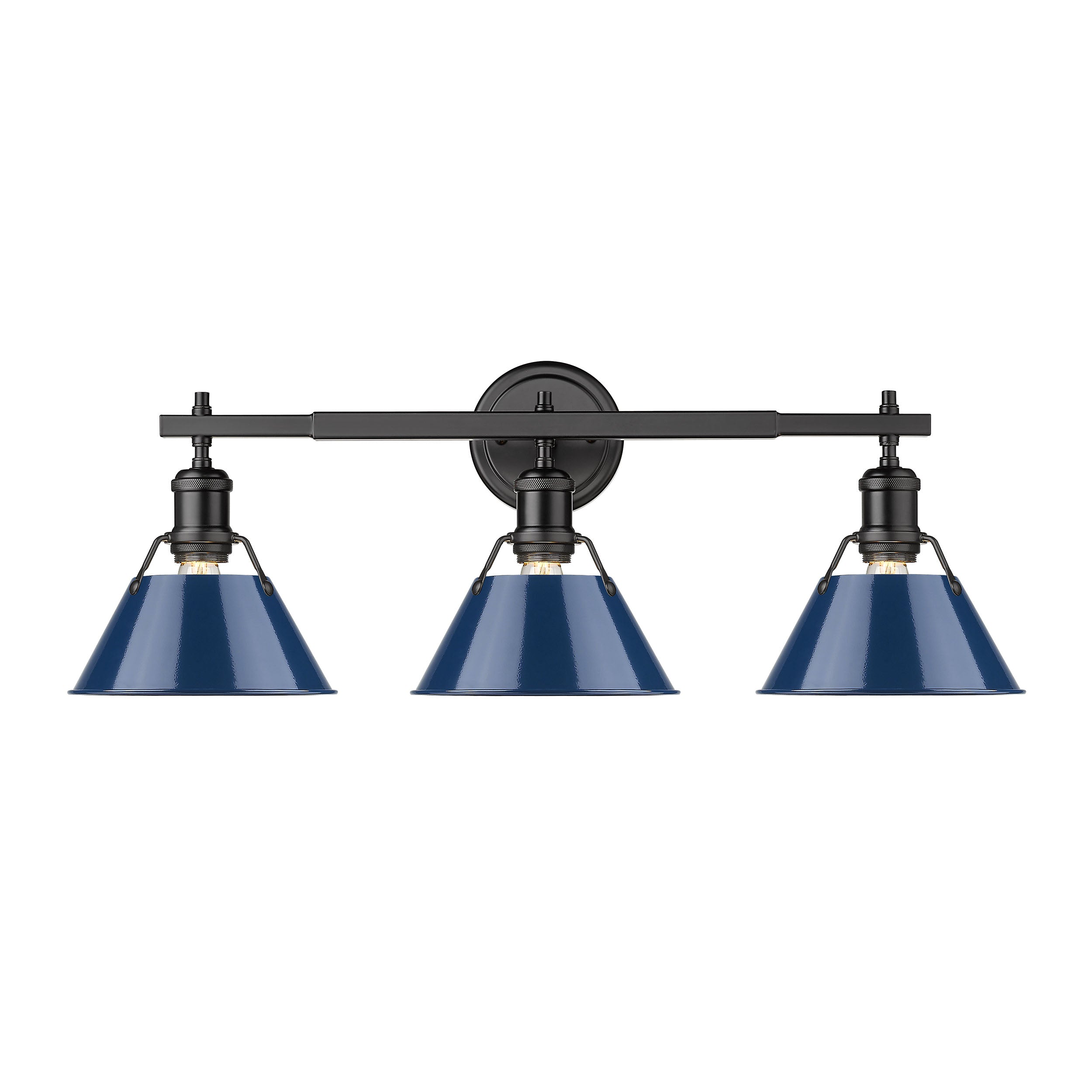 Yep by Golden Lighting Orwell 3-light Vanity in Matte Black and Navy Blue shade - - Golden Lighting