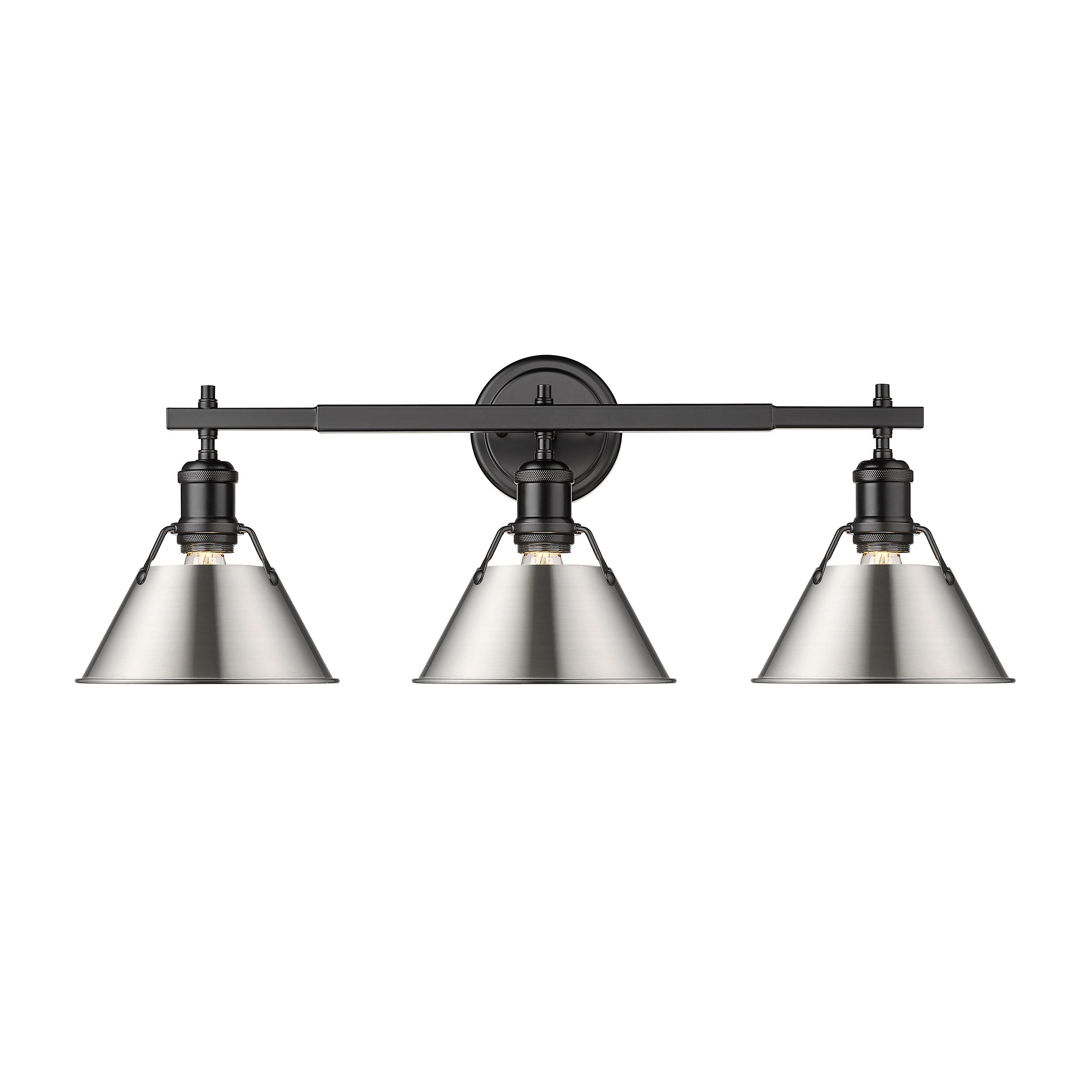 Yep by Golden Lighting Orwell 3-light Vanity in Matte Black and Pewter shade - - Golden Lighting