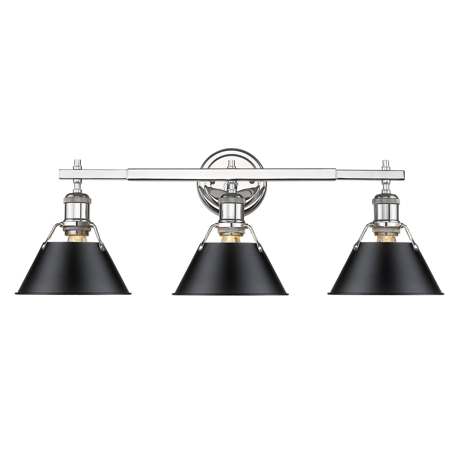 Yep by Golden Lighting Orwell 3-light Vanity in Chrome and Matte Black shade - - Golden Lighting