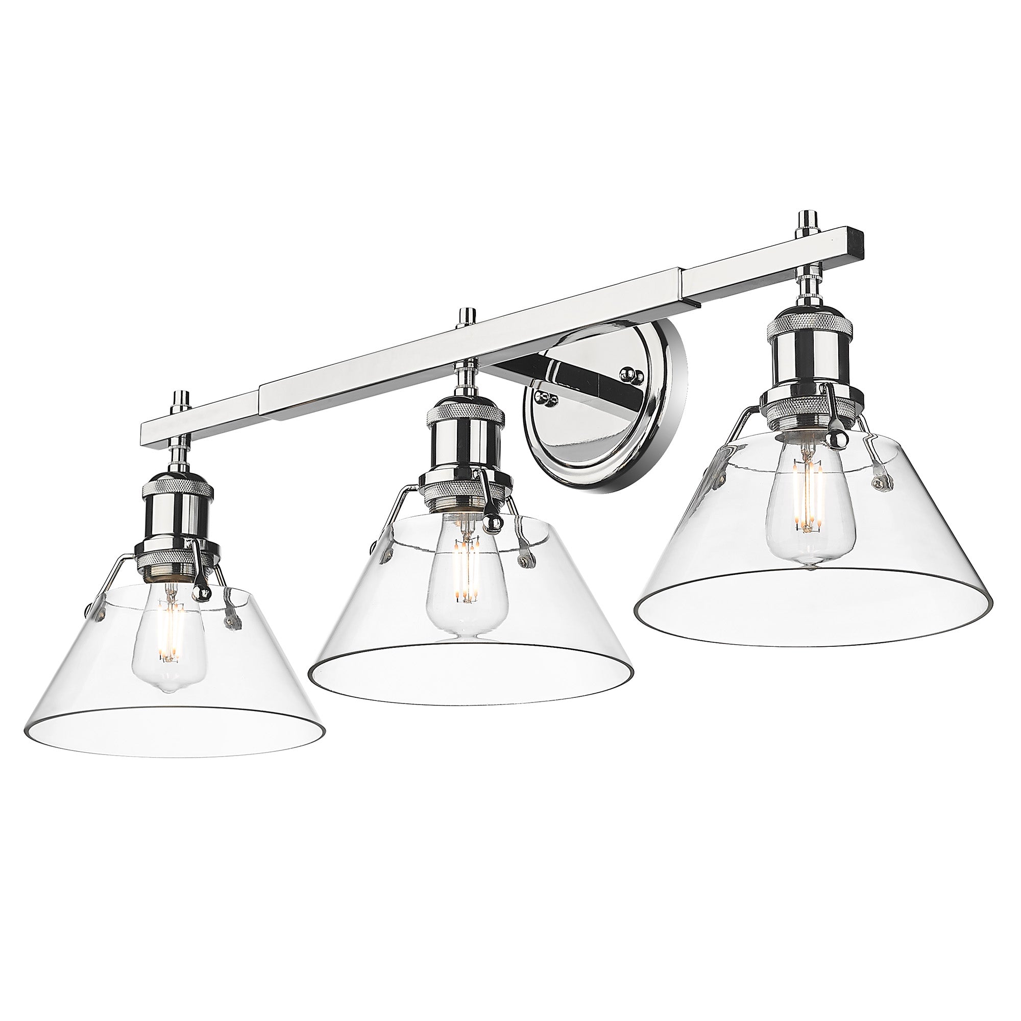 Yep by Golden Lighting Orwell 3-light Vanity in Chrome and Clear Glass - - Golden Lighting