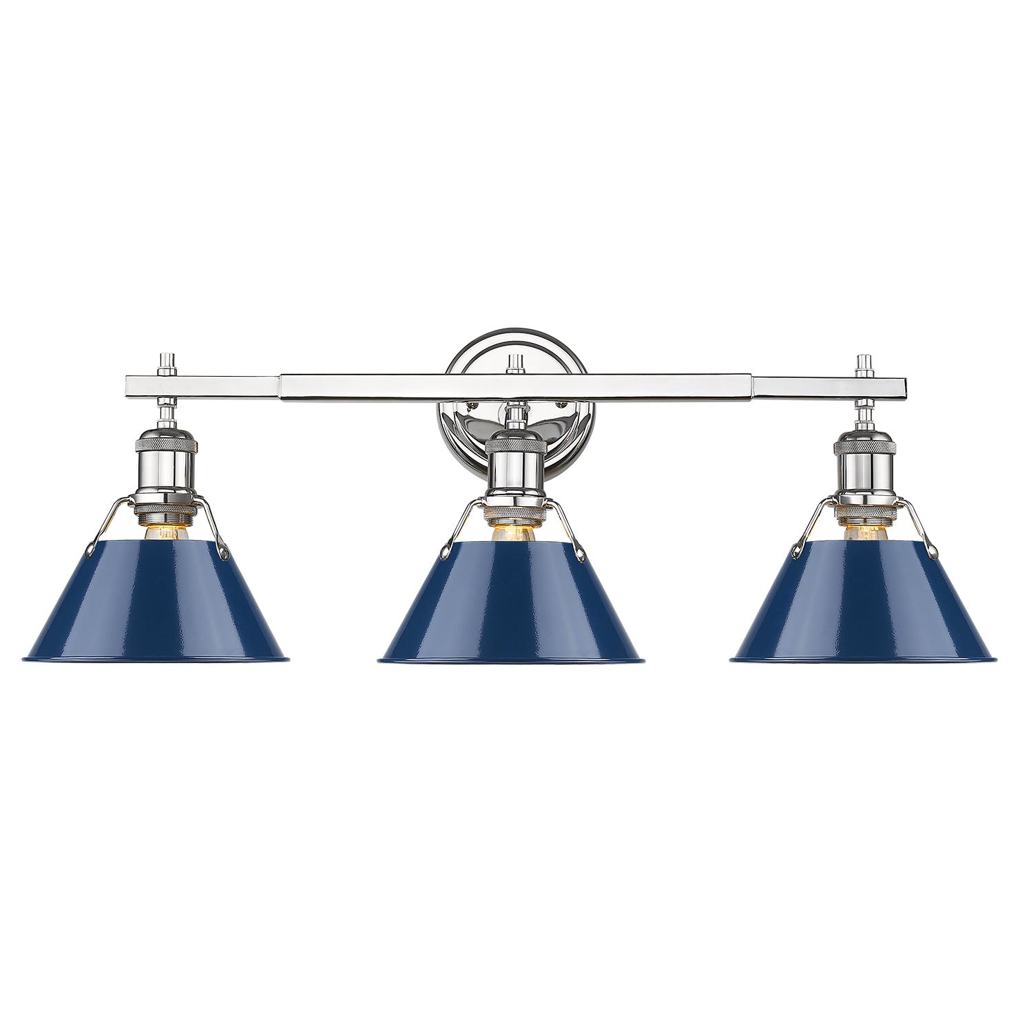 Yep by Golden Lighting Orwell 3-light Vanity in Chrome and Navy Blue shade - - Golden Lighting